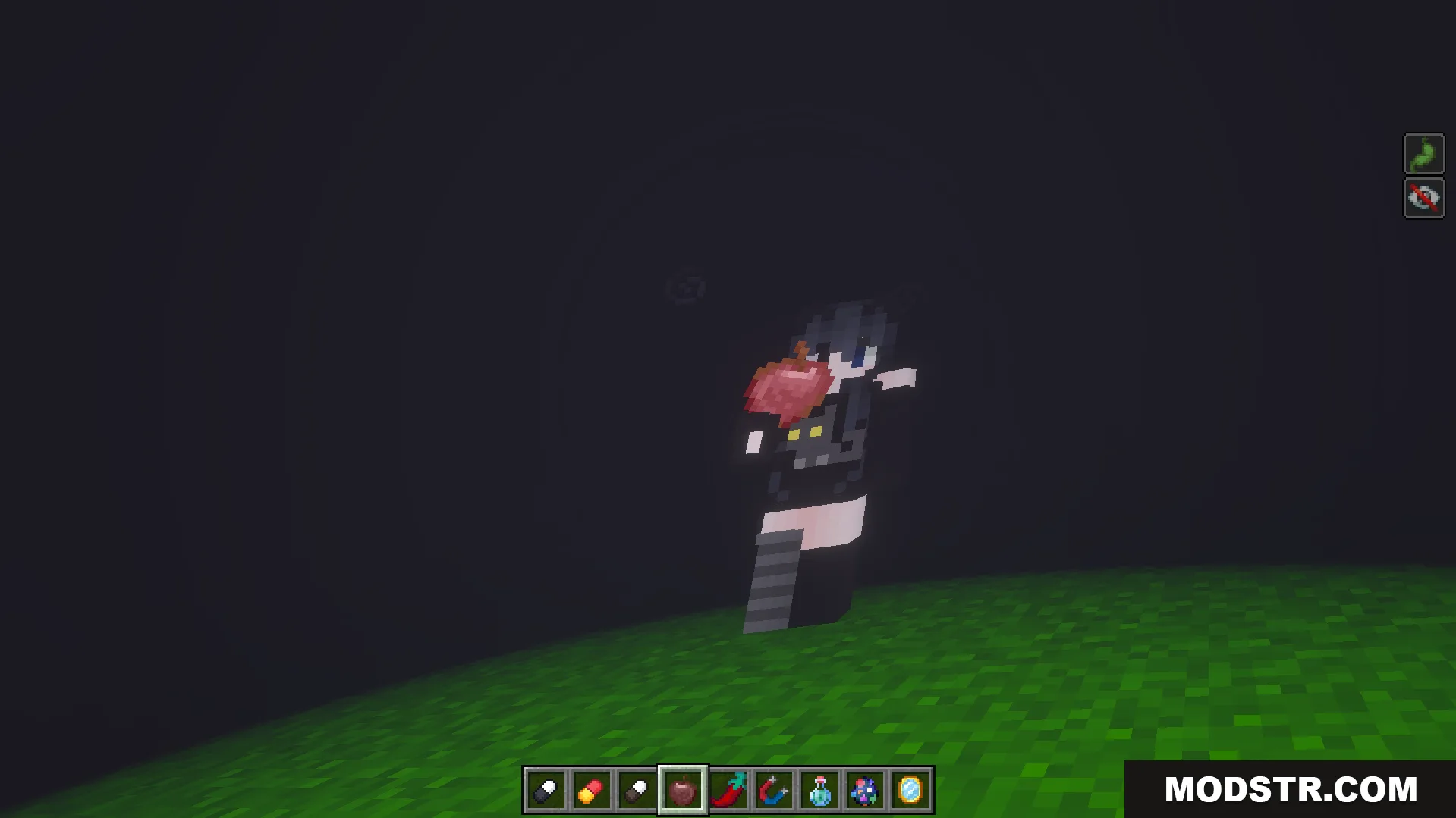 Euforias Items Addon Screenshot 10 Player character floating in dark void holding red item