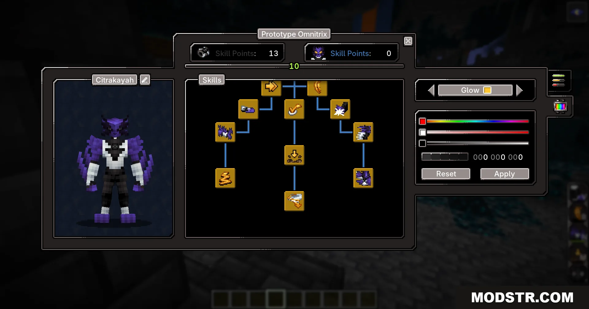Evo Amped Up Mod Screenshot 5 A skill tree interface for the Citrakayah alien transformation