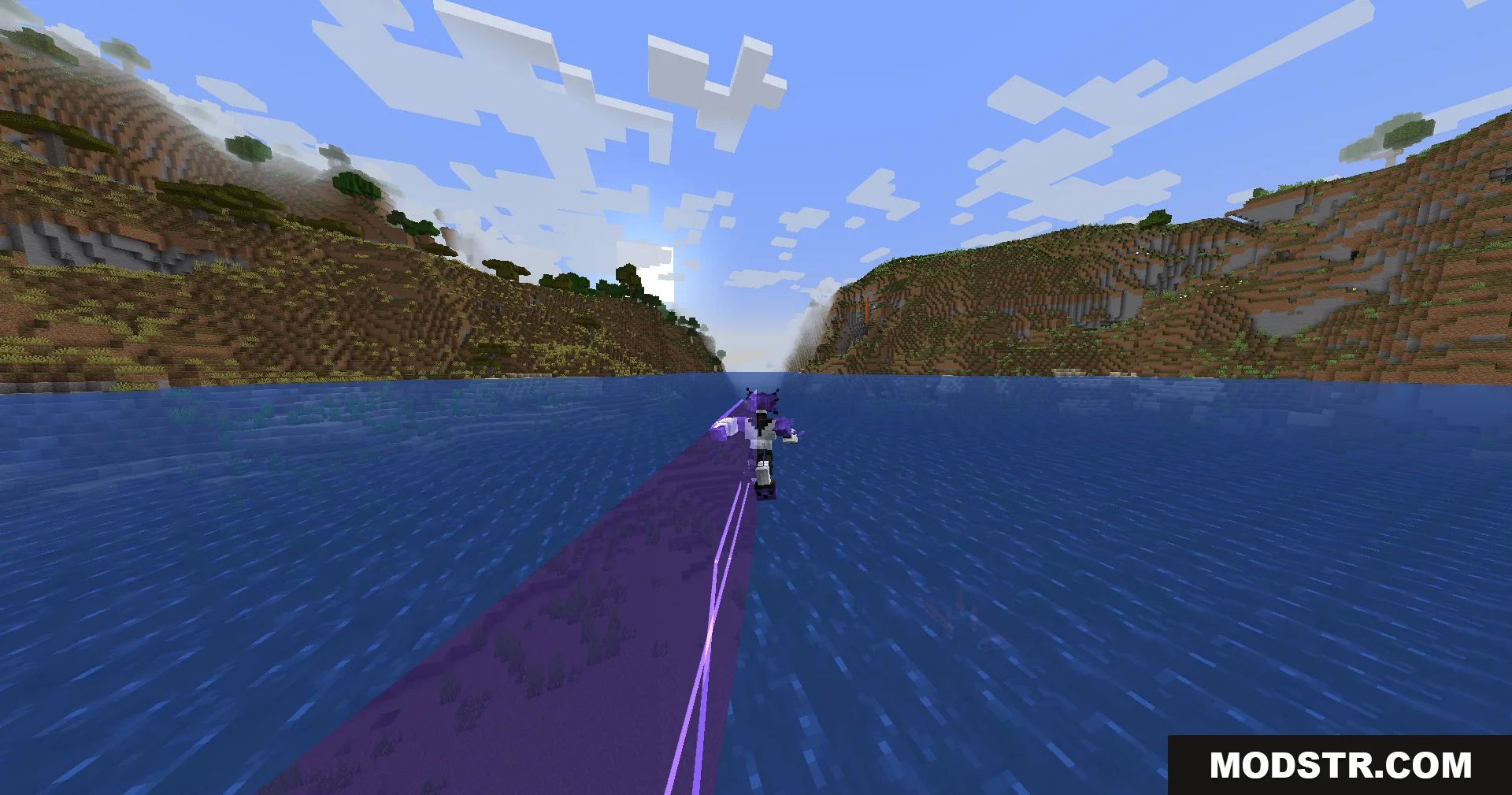 Evo Amped Up Mod Screenshot 11 Player in Fasttrack alien form running at super speed across the water