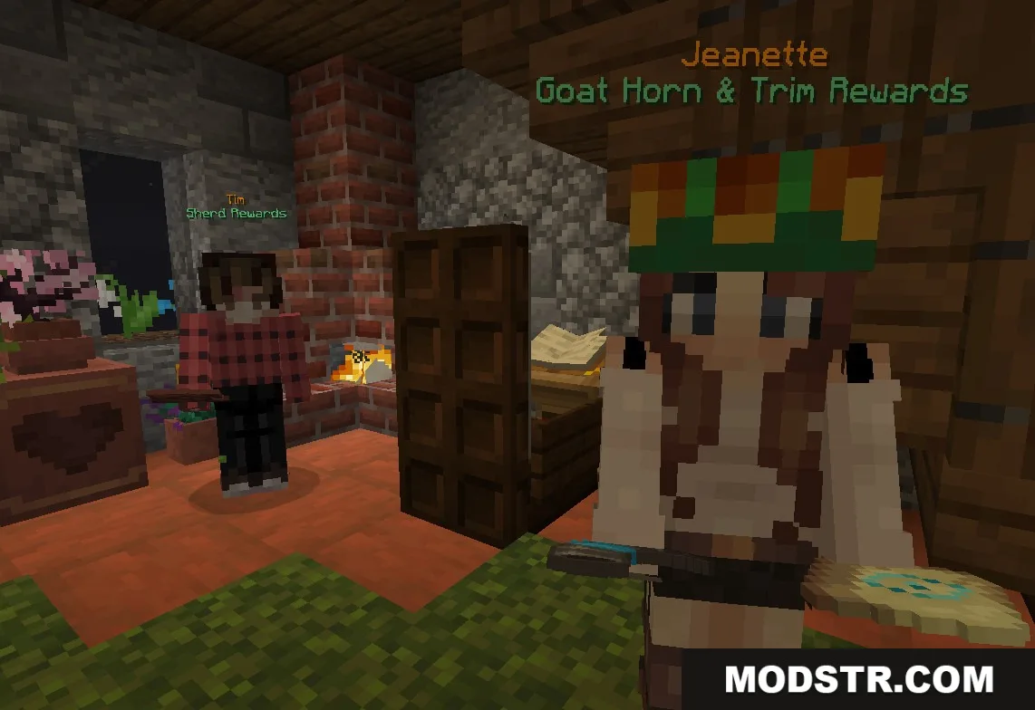 Fancy Npcs Plugin Screenshot 5 Two custom NPCs named Jeanette and Tim standing inside a cozy room