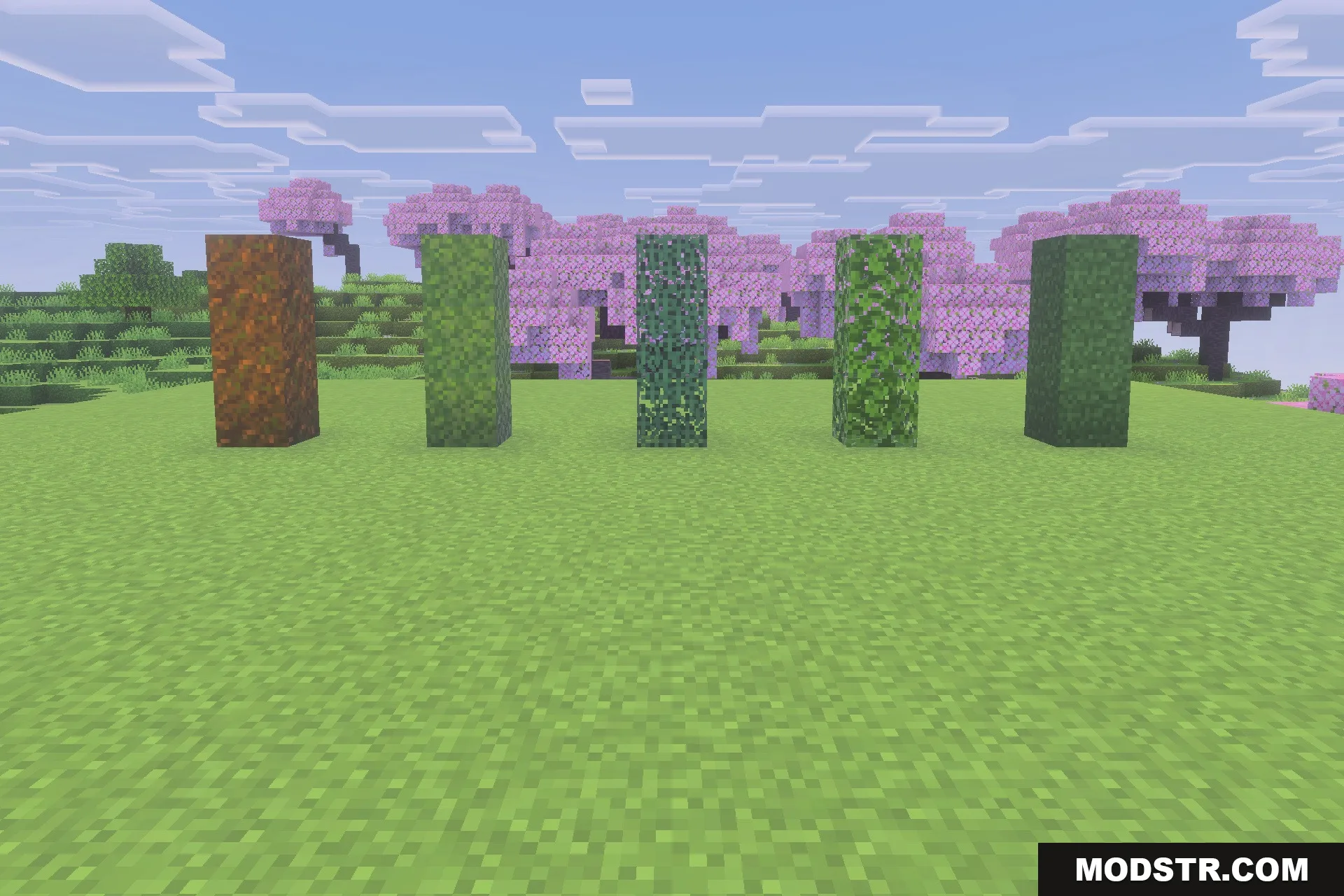 Fast Better Grass - Full Grass Texture Pack Screenshot 2 Showcase of various blocks with full side textures from Fast Better Grass