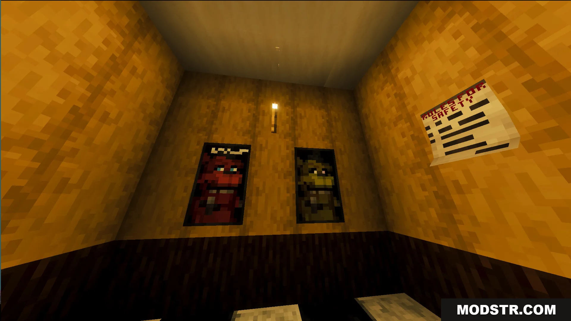 Fazbears Pizzeria Horror Ofv2 Map Screenshot 10 A small room featuring posters of animatronic characters and a safety rules sign