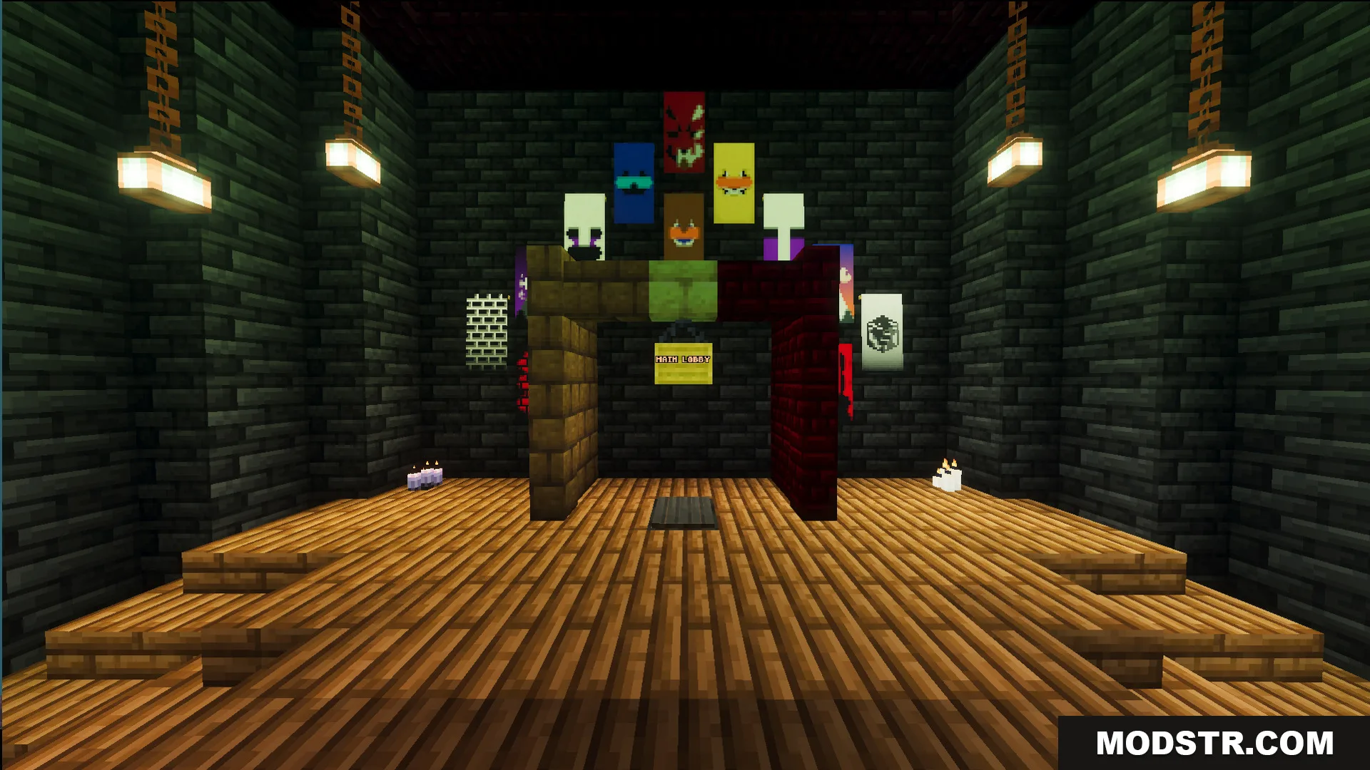 Fazbears Pizzeria Horror Ofv2 Map Screenshot 13 Fazbears Pizzeria Horror Map lobby with banners and a wooden floor
