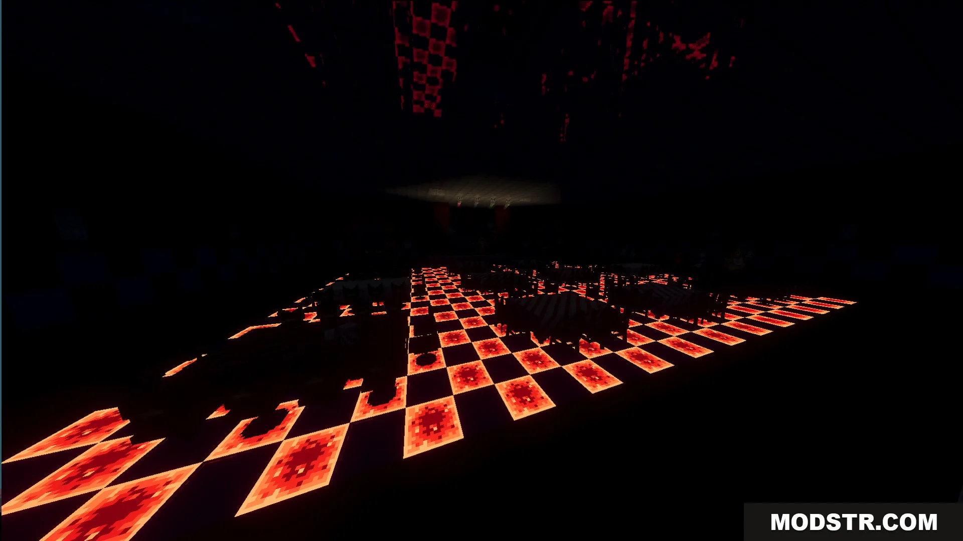 Fazbears Pizzeria Horror Ofv2 Map Screenshot 7 Fazbears Pizzeria Horror OFv2 Map showing a dark room with glowing floor tiles