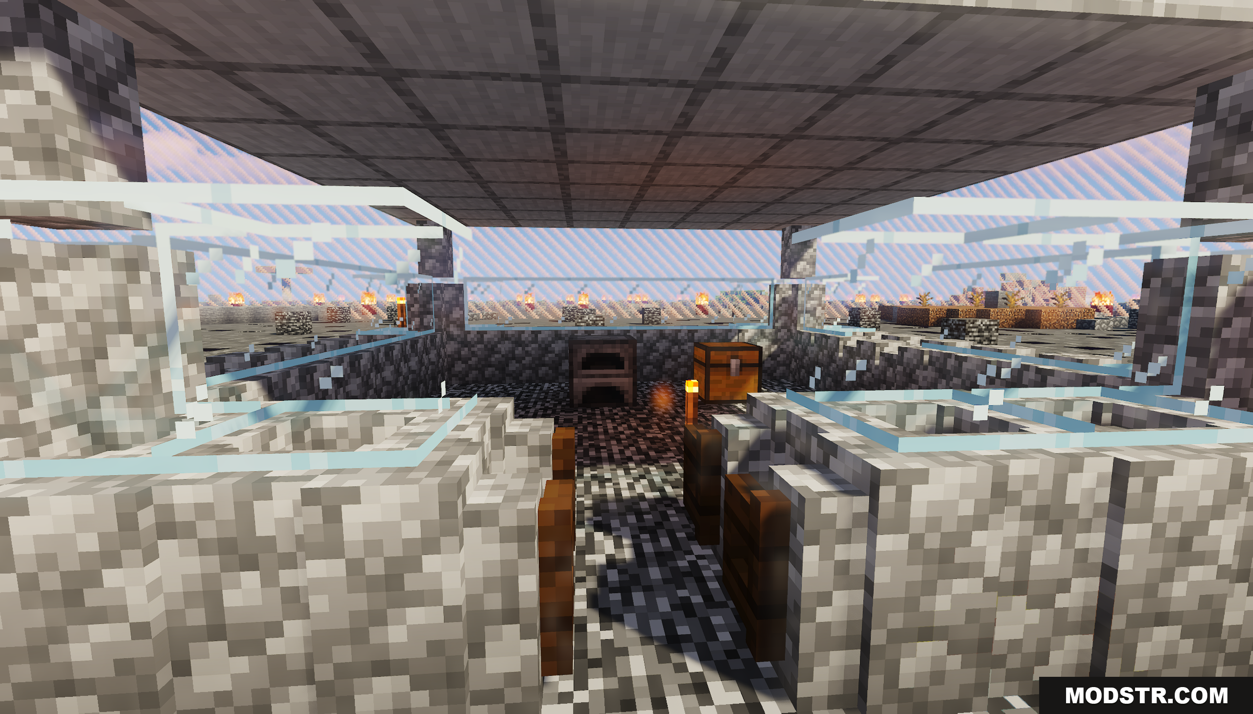 Final Battleground Map Screenshot 3 Looking inside the small cobblestone Sanctuary with furnace chest and torches
