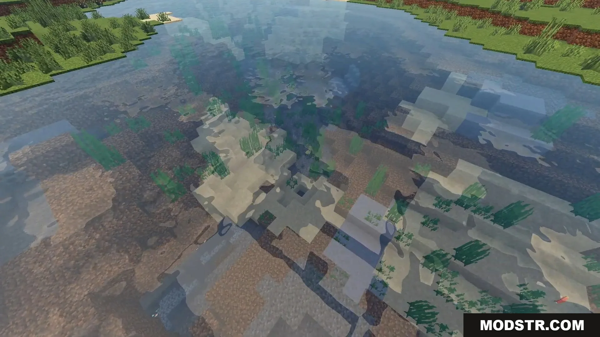 FirmamentCraft 5.0 Shader Screenshot 3 Clear water reflecting the sky and showing underwater terrain in Minecraft