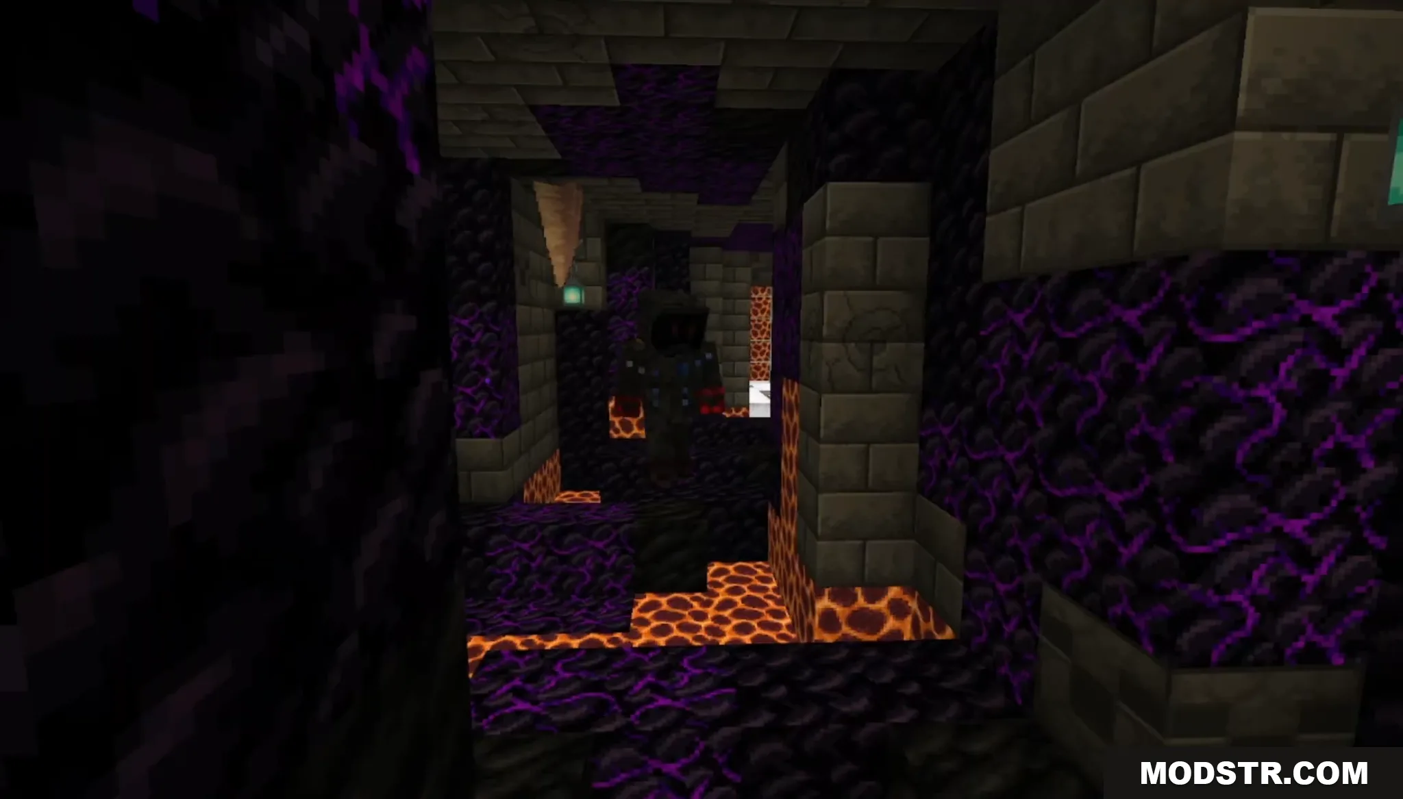 Flow Parkour Map Screenshot 9 A player explores a dark dungeon in the Flow Parkour Map