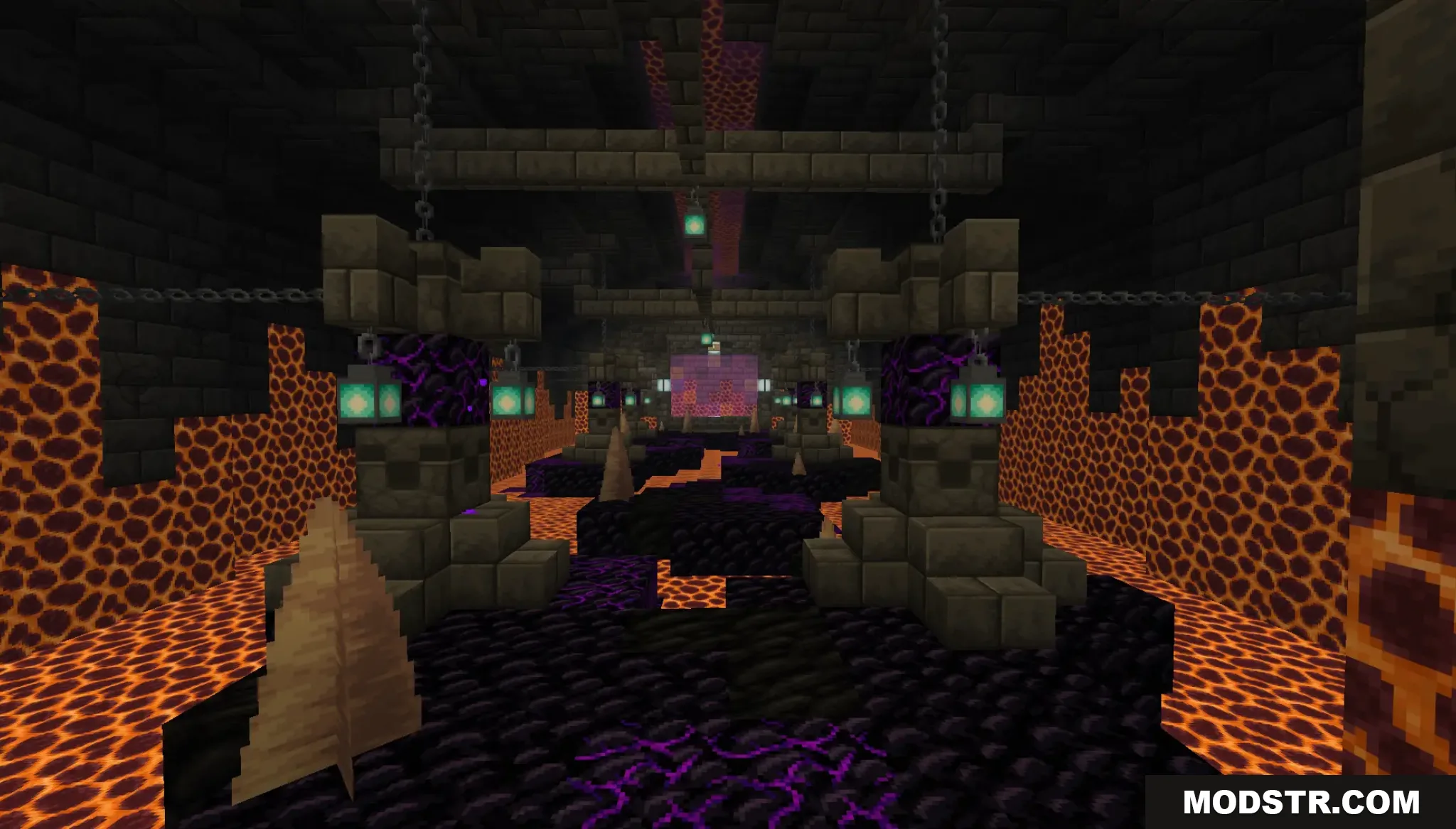 Flow Parkour Map Screenshot 8 Nether level with obsidian paths magma blocks and soul lanterns
