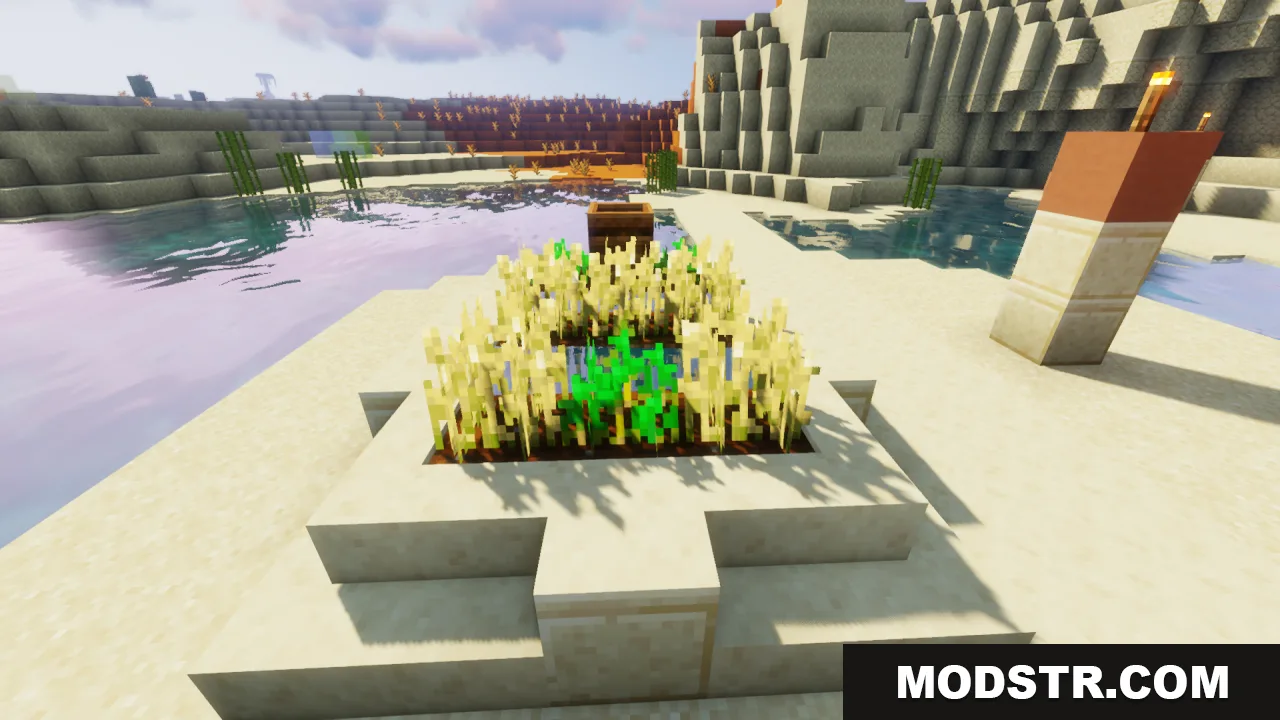 Flowering Crops Growth Marker Resource Pack Screenshot 2 Square farm plot with fully grown flowering wheat and green crops inside