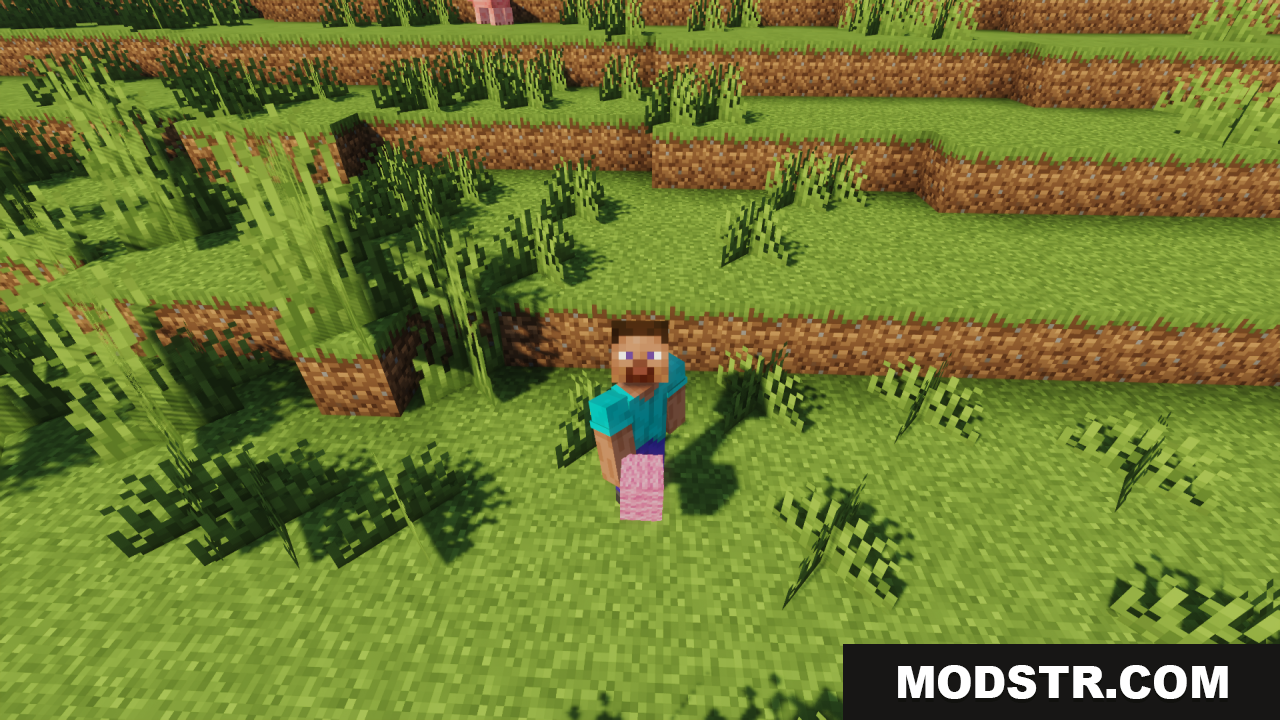 Fluffy Carpets Texture Pack Screenshot 13 Player character standing on a pink fluffy carpet block