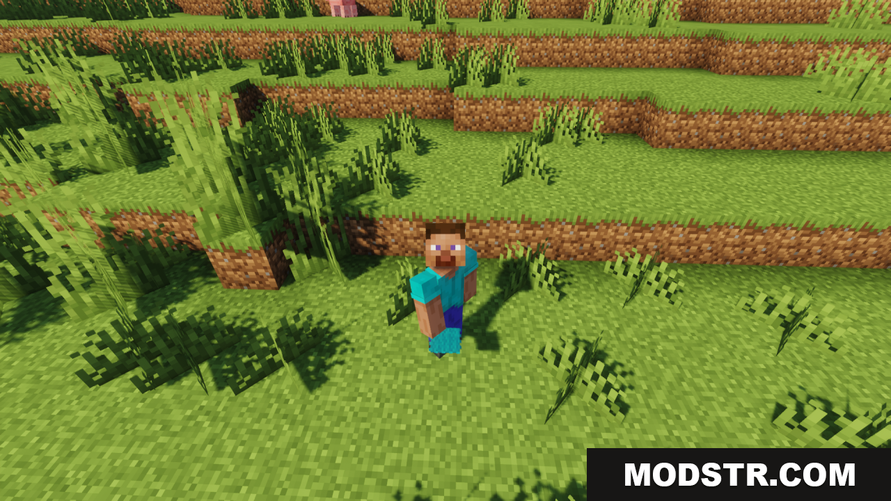 Fluffy Carpets Texture Pack Screenshot 9 Steve standing on grass with the Fluffy Carpets Texture Pack