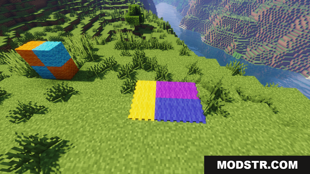 Fluffy Carpets Texture Pack Screenshot 5 Fluffy 3D wool and carpet blocks on a hill