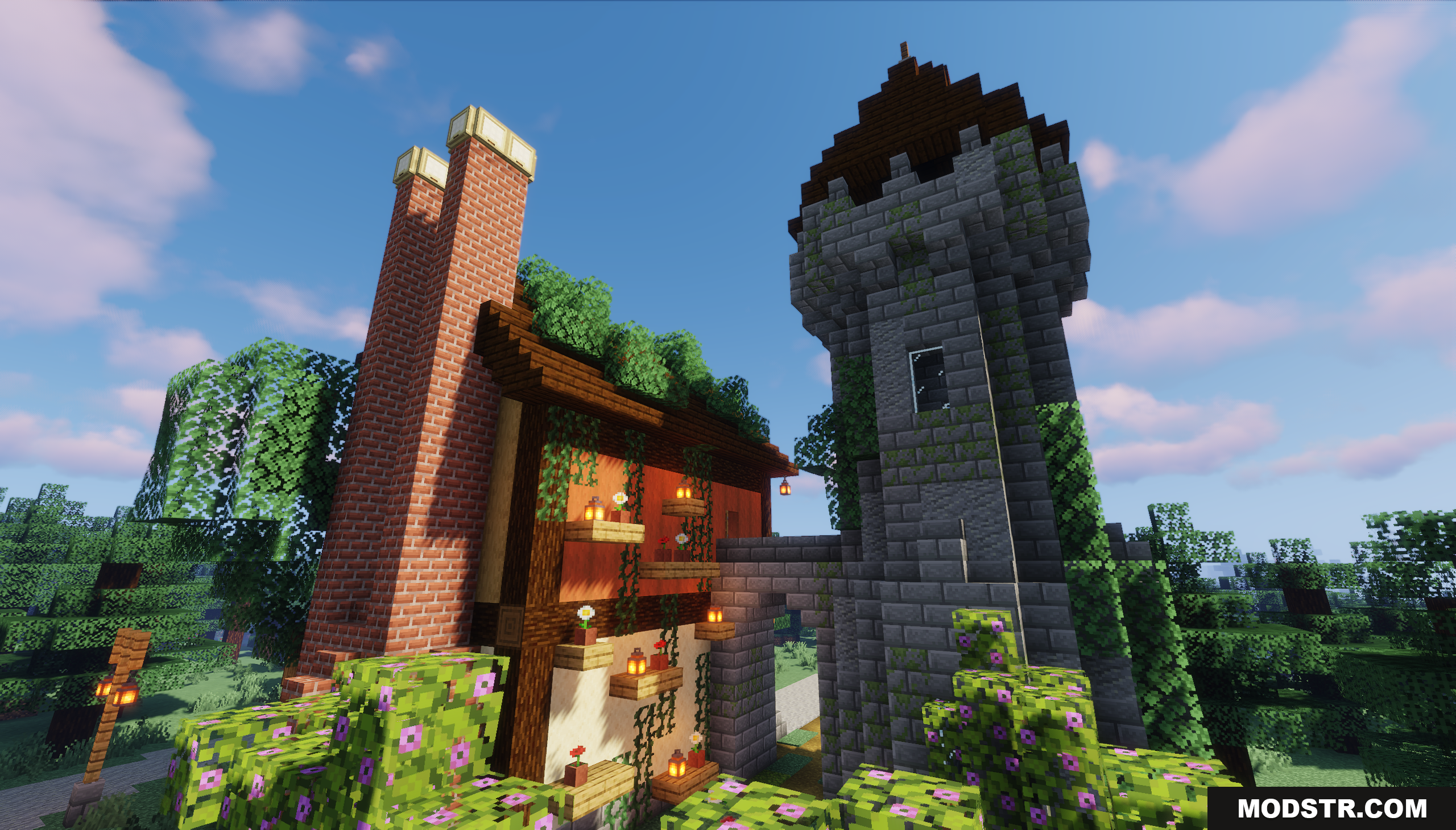 Forest Dwellers House Map Screenshot 5 A medieval house with a tall brick chimney and stone tower