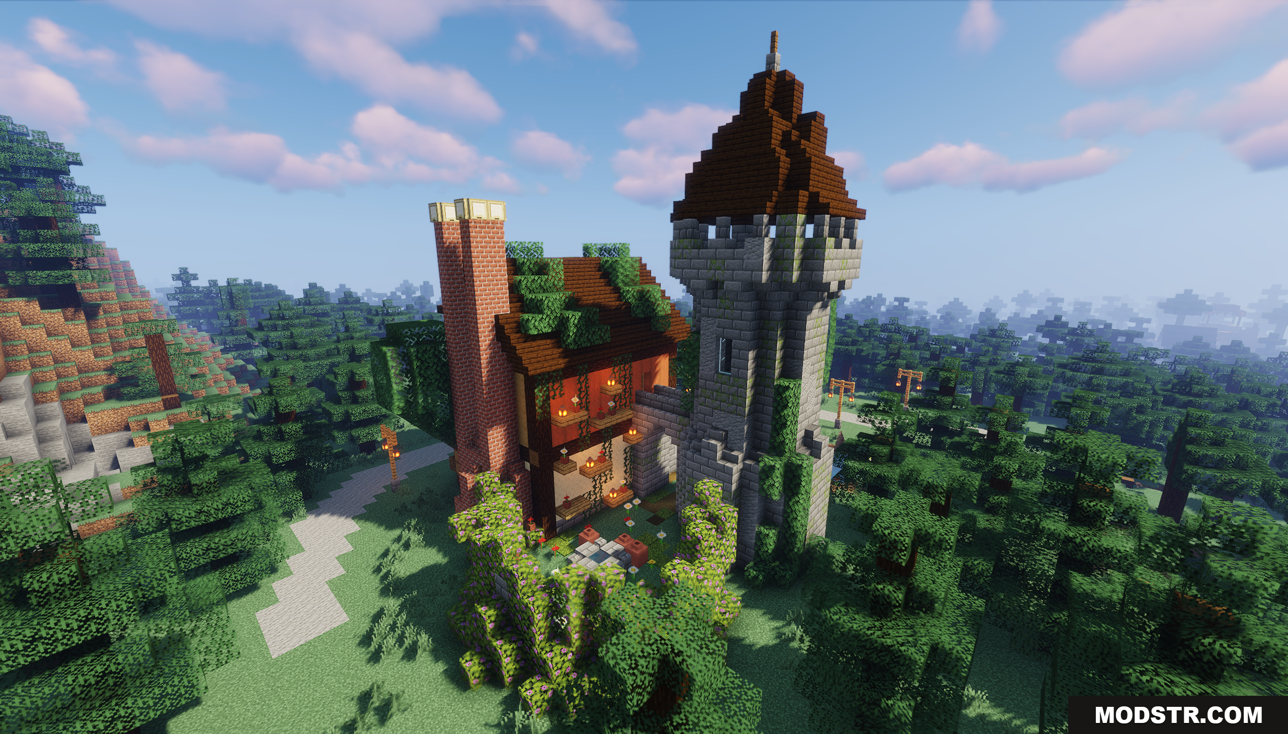 Forest Dwellers House Map Screenshot 3 Aerial view of a medieval home with a tall brick chimney