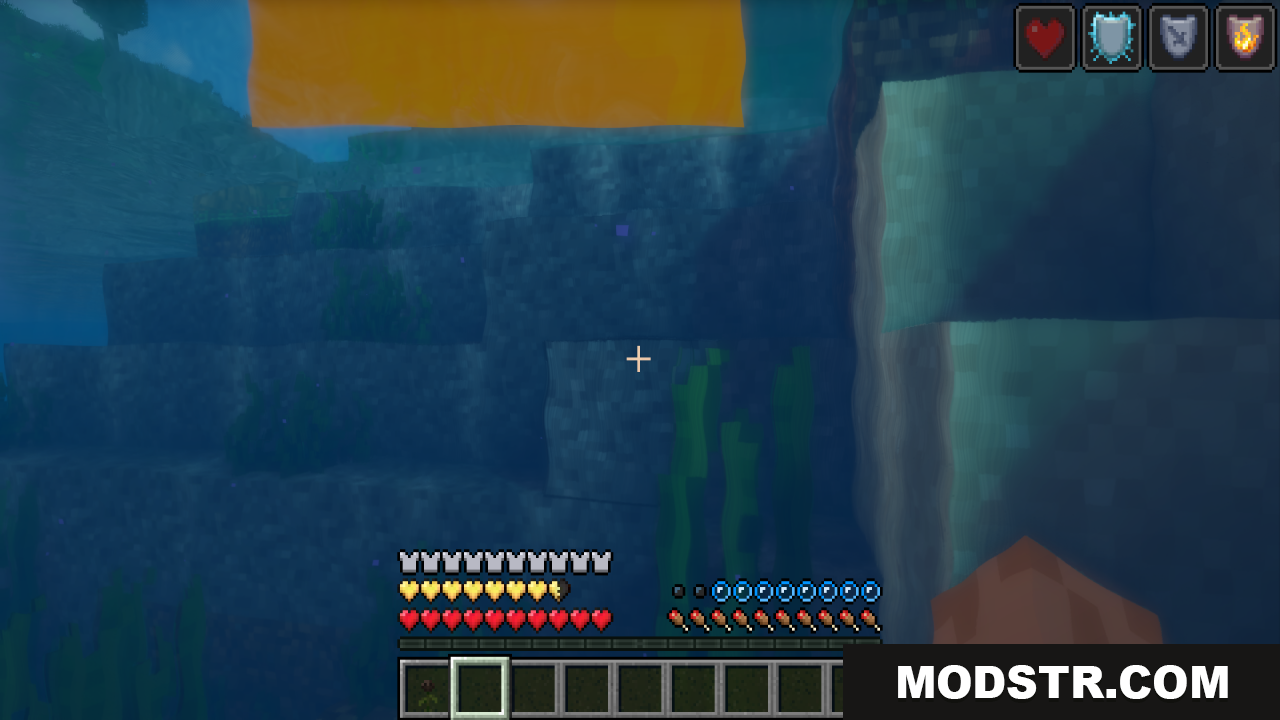 Fresh Hearts Texture Pack Screenshot 6 Player swimming underwater with new health and oxygen bars