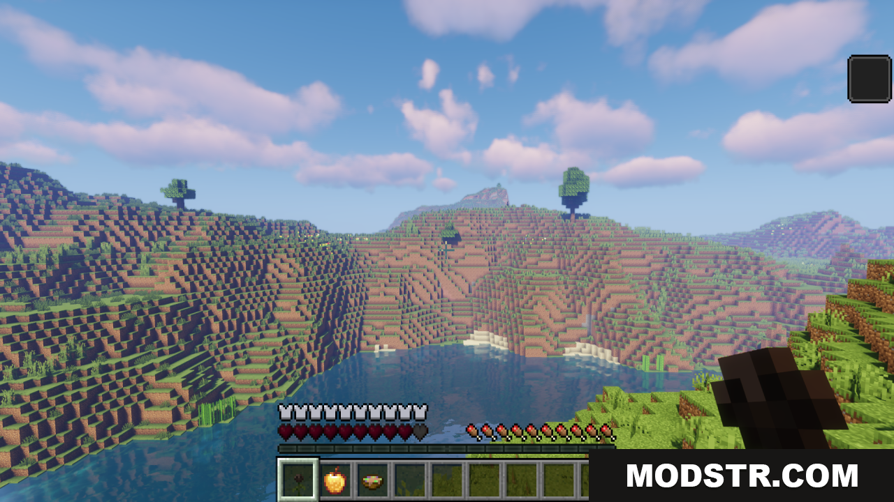 Fresh Hearts Texture Pack Screenshot 2 A scenic view over a large lake with new hearts