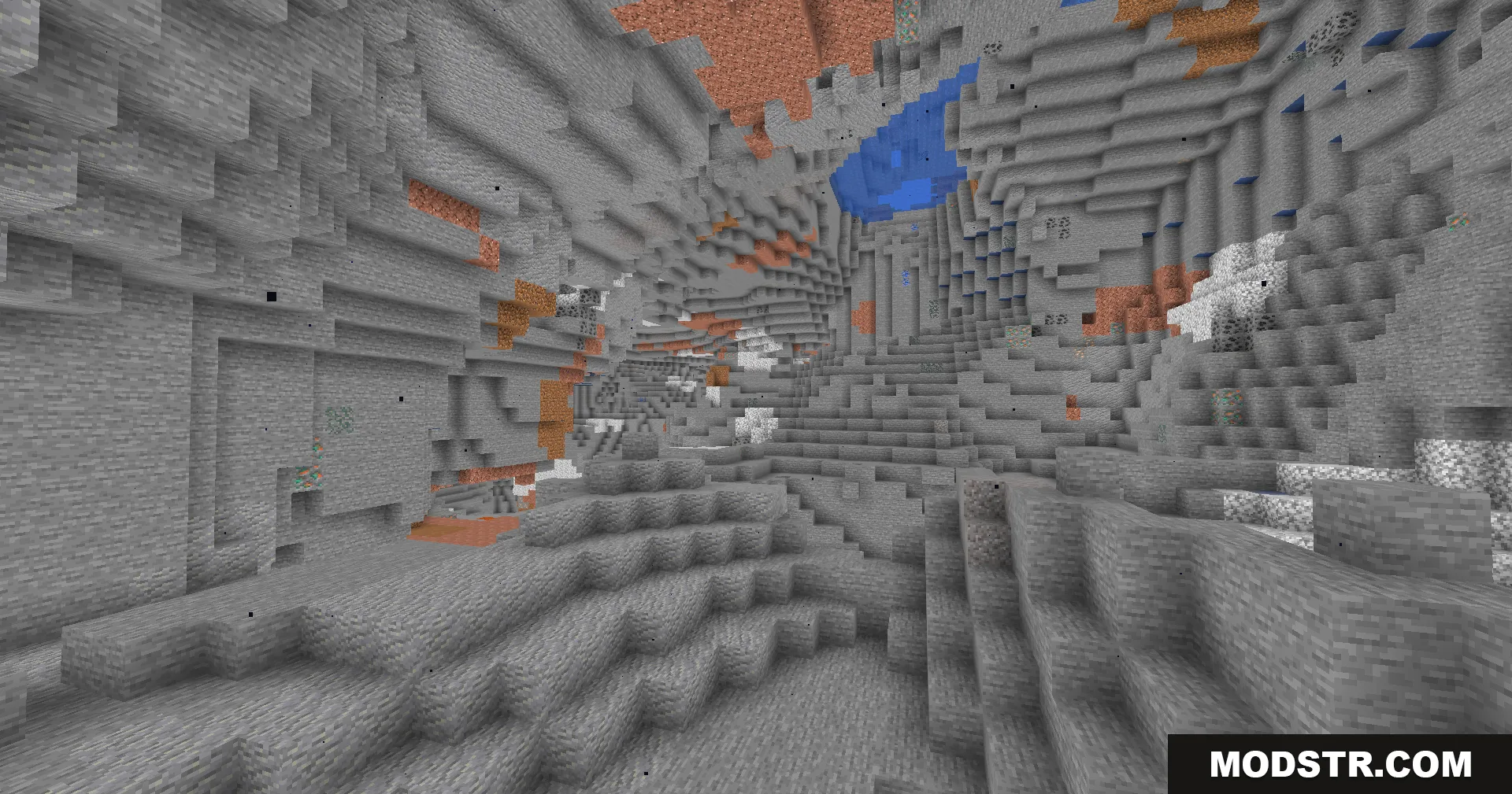 Fullbright Plus Shaders Screenshot 5 A vast underground cavern clearly visible without the need for any torches