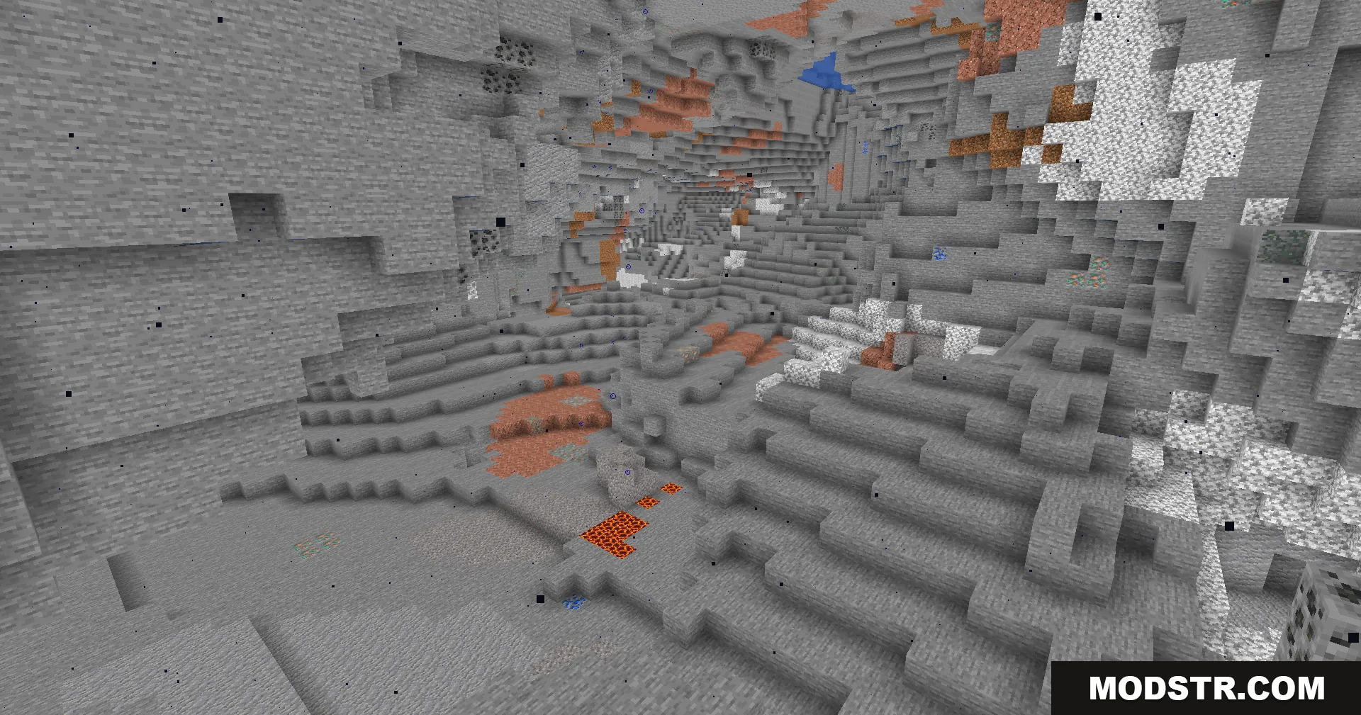 Fullbright Plus Shaders Screenshot 3 A vast underground cave system fully illuminated by Fullbright Plus Shaders