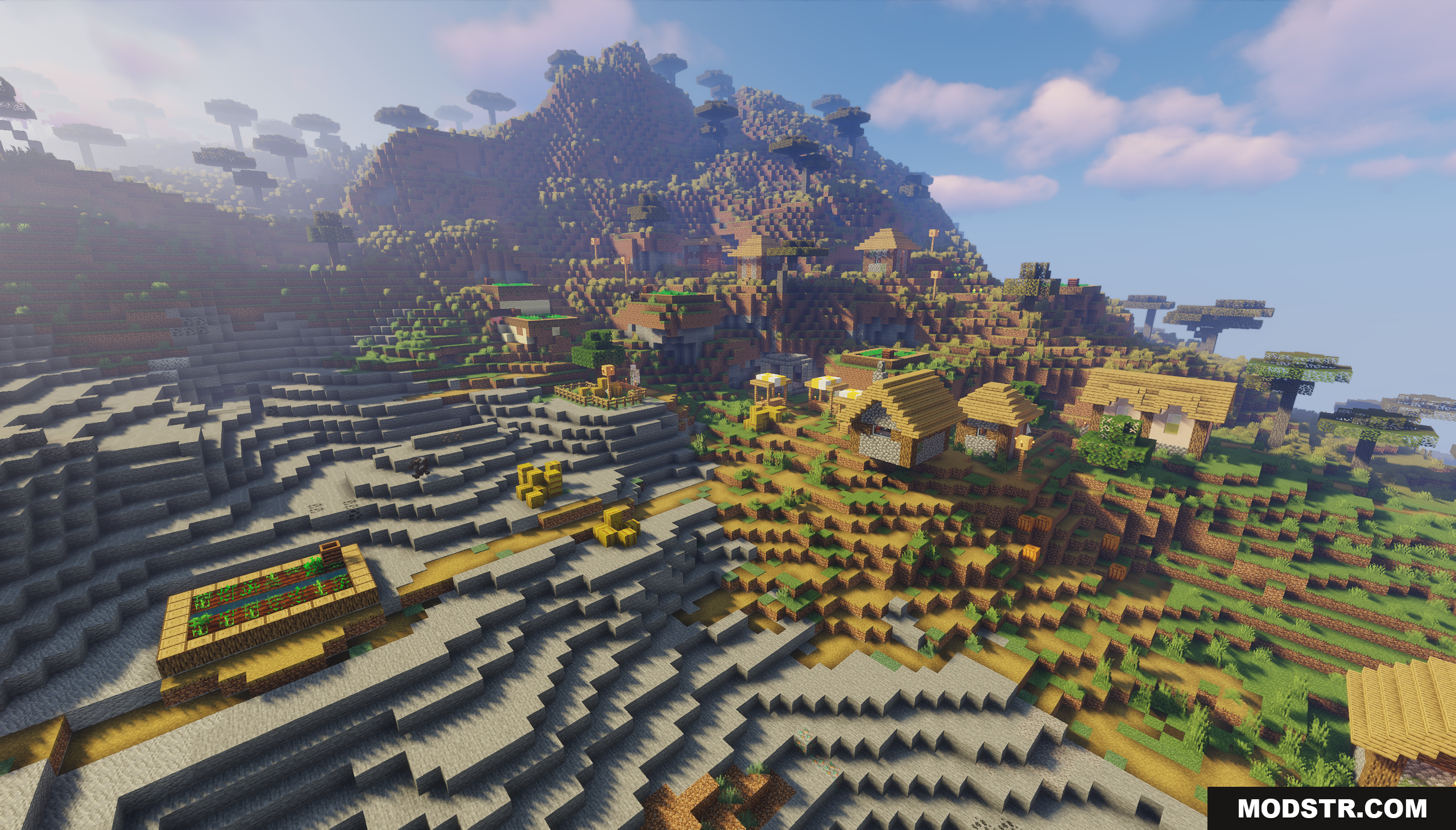 Funky Globe Map Screenshot 5 A sprawling savanna village on a terraced mountainside