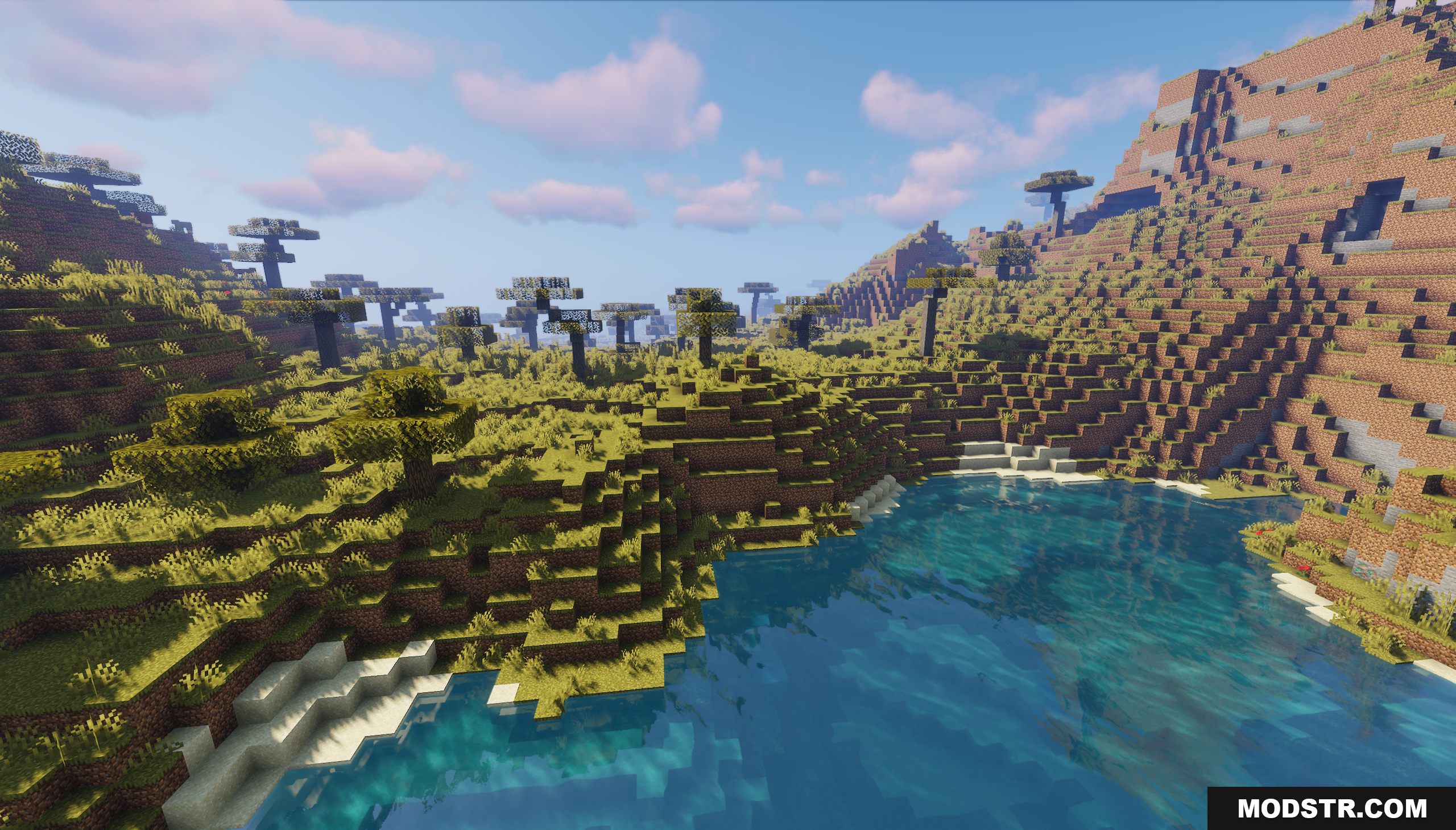 Funky Globe Map Screenshot 10 A sprawling savanna biome on a terraced mountainside