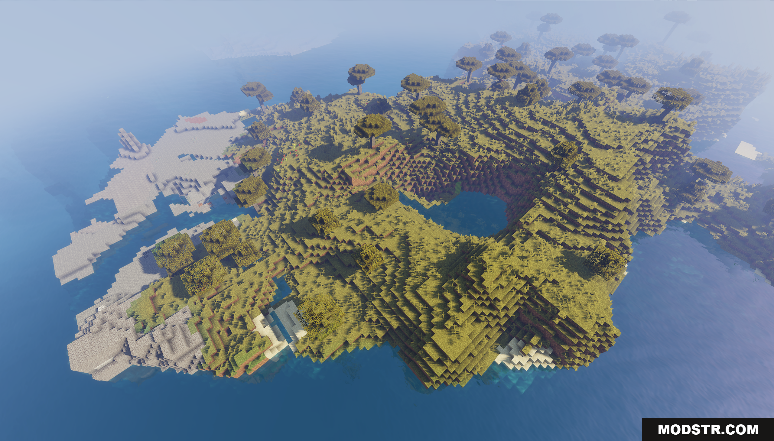 Funky Globe Map Screenshot 7 Funky Globe map featuring a large savanna crater island