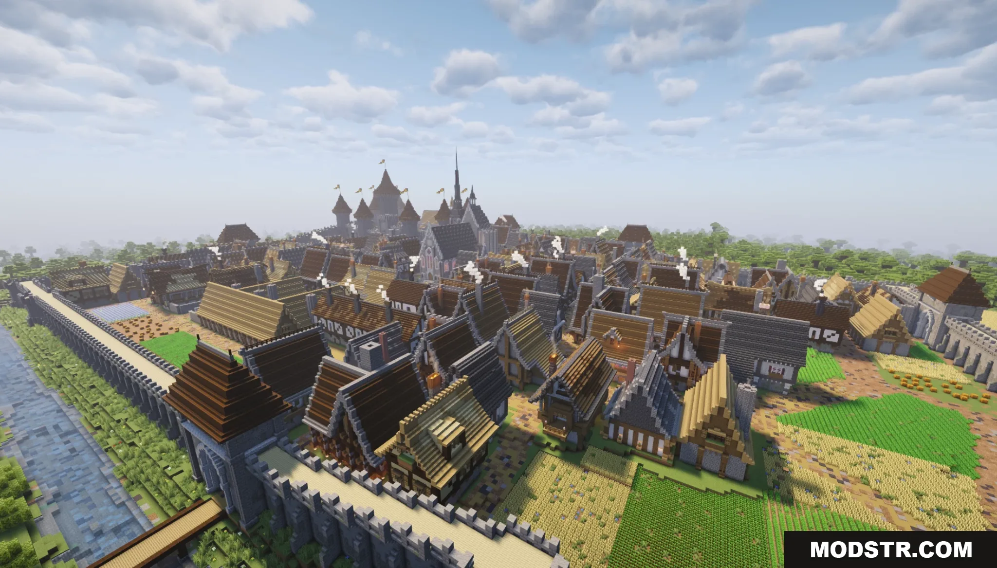 Gallardon Medieval Village Map Screenshot 9 A large medieval village with stone walls and many wooden houses
