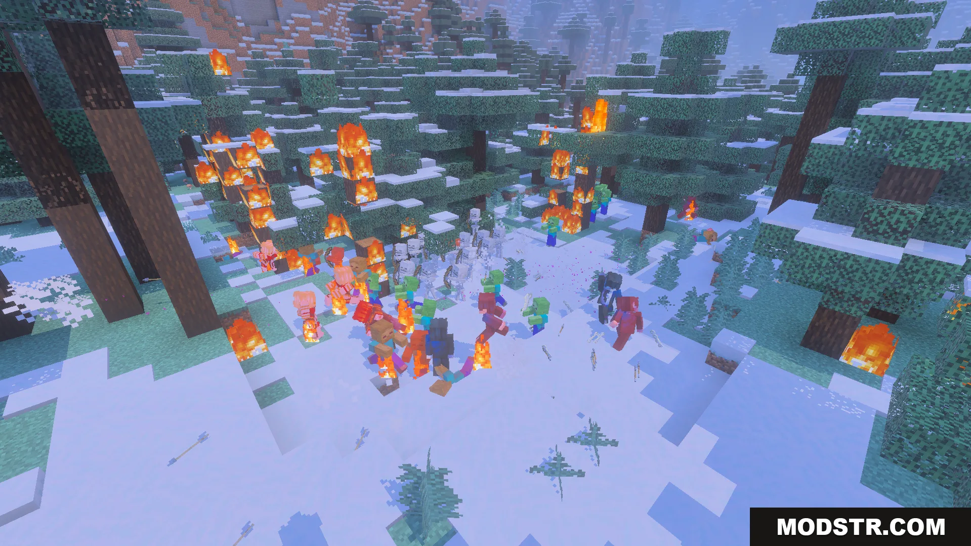 GameHunters Solo Leveling Addon Screenshot 7 GameHunters Solo Leveling Addon features shadow soldiers fighting in a snowy forest