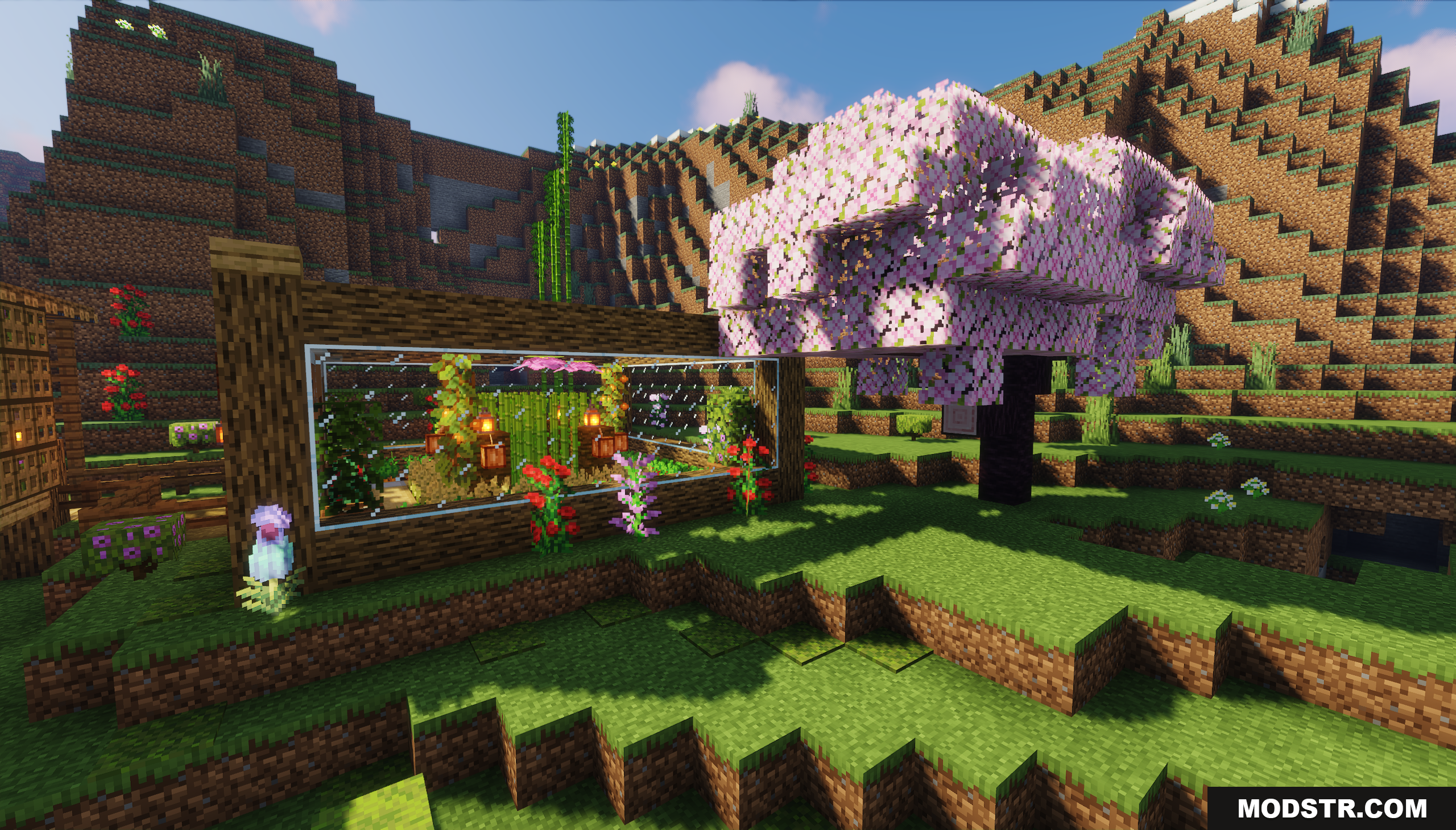 Garden House Map Screenshot 3 A glass greenhouse next to a pink blossom tree