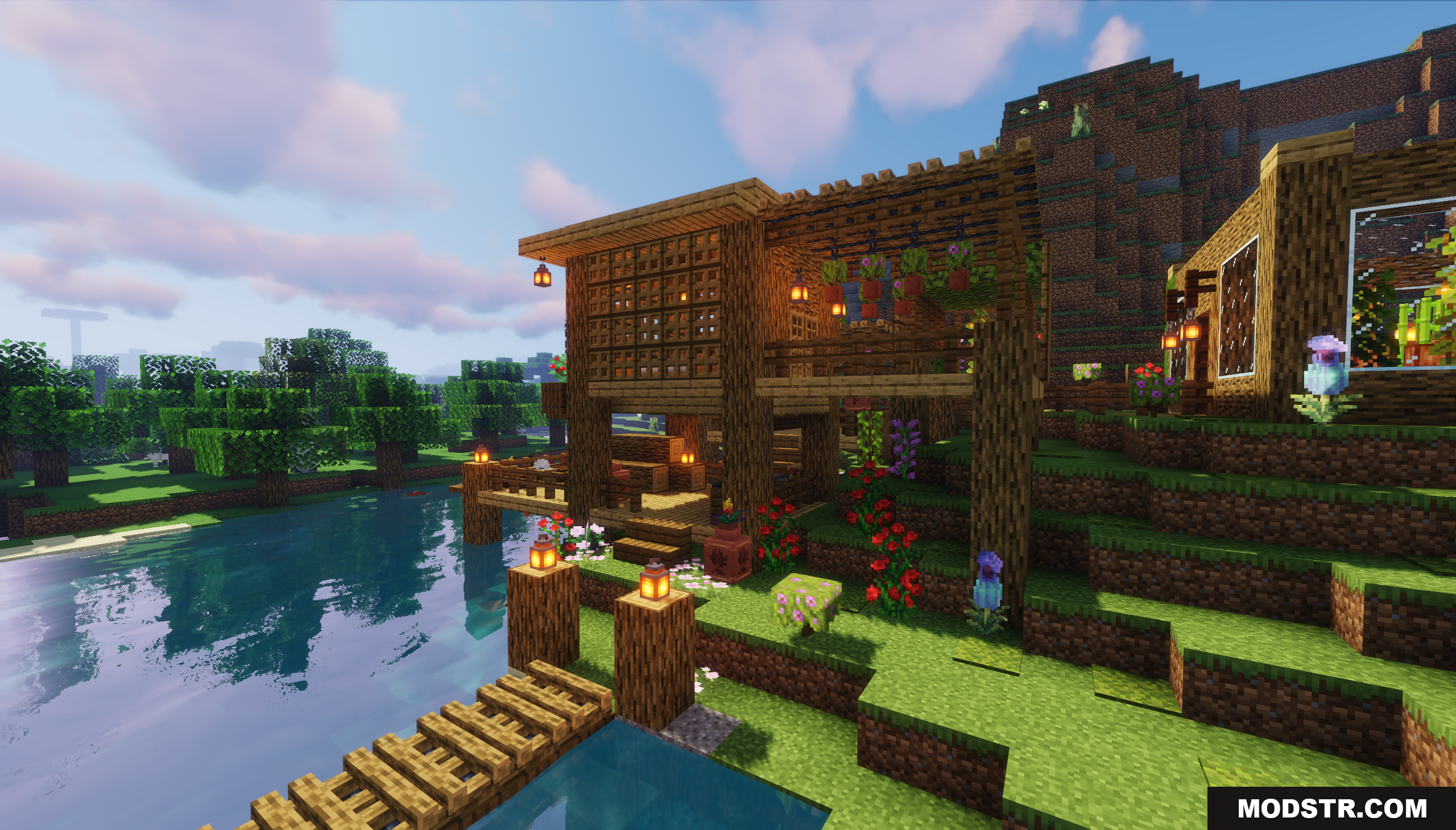 Garden House Map Screenshot 4 Wooden house balcony decorated with flowers and lanterns