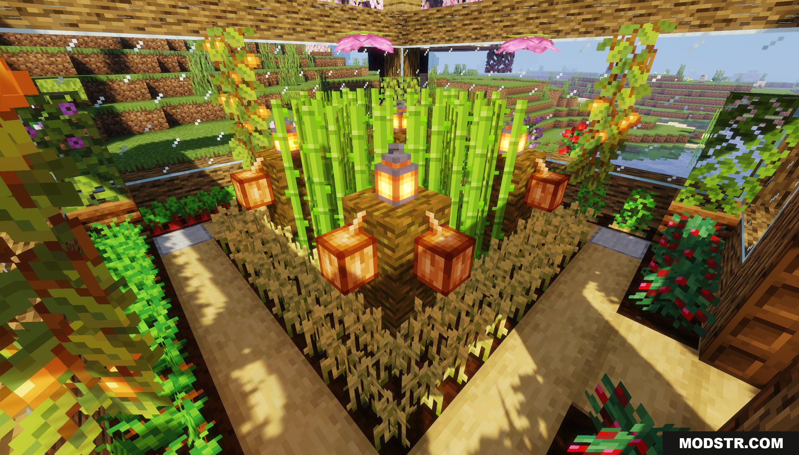 Garden House Map Screenshot 8 A small indoor farm with sugar cane and lanterns