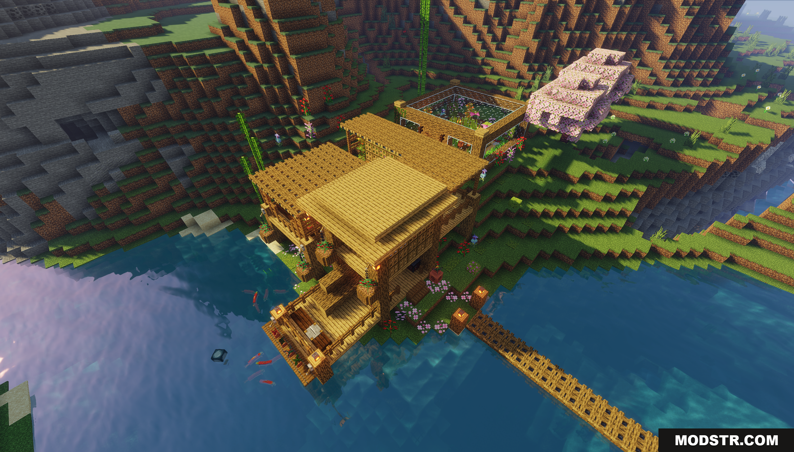 Garden House Map Screenshot 10 A multi-level wooden house built on the edge of a river
