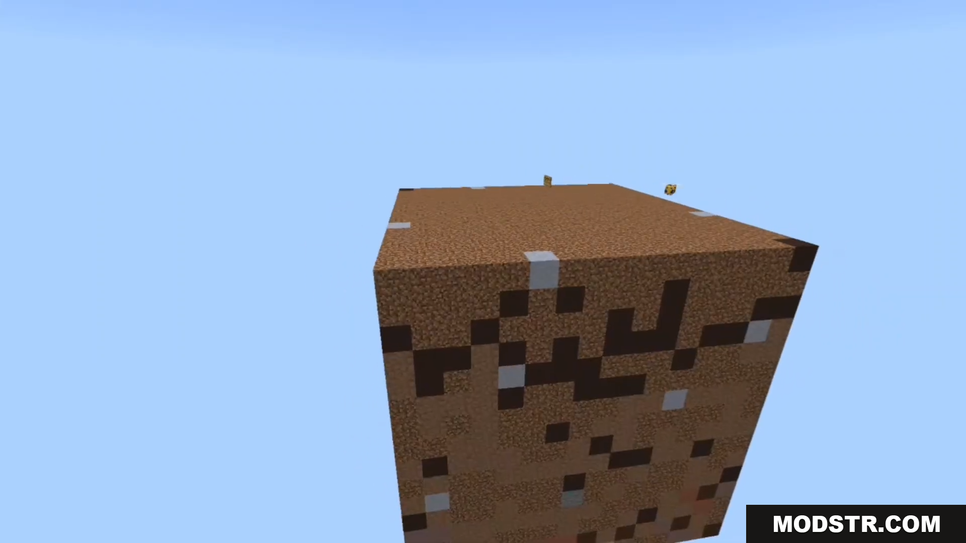 A massive floating cube of dirt to start the survival challenge