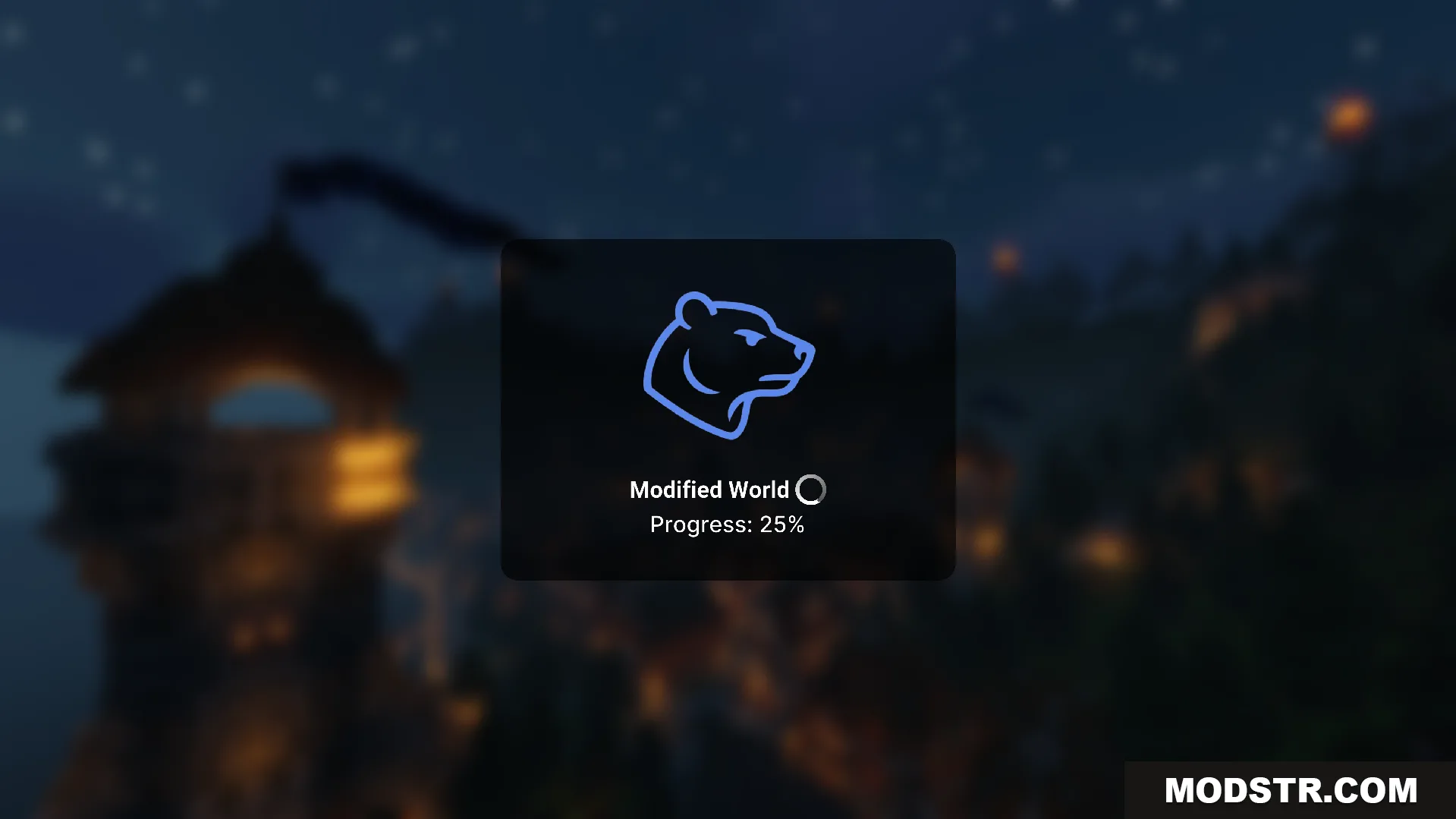 Loading screen showing Modified World progress at 25 percent