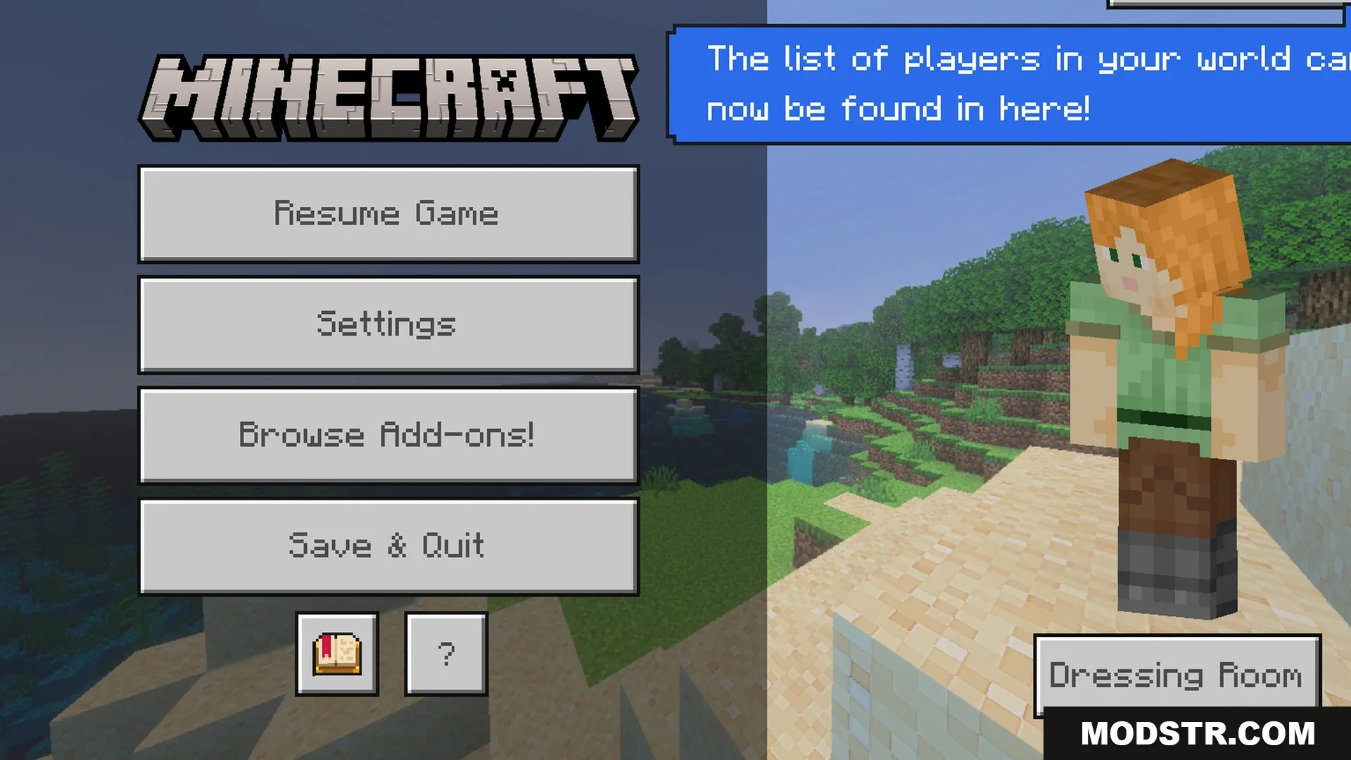 Glimmering Armor Trims Copper Age Shader Screenshot 9 Minecraft pause menu screen displaying Alex standing on a hill in the sun