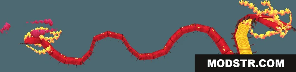 Giant red fiery centipede monster model from the Gmore Mons data pack