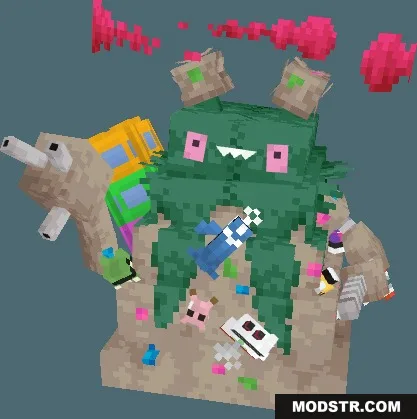 Gigantic blocky Garbodor creature with pink clouds floating above its head