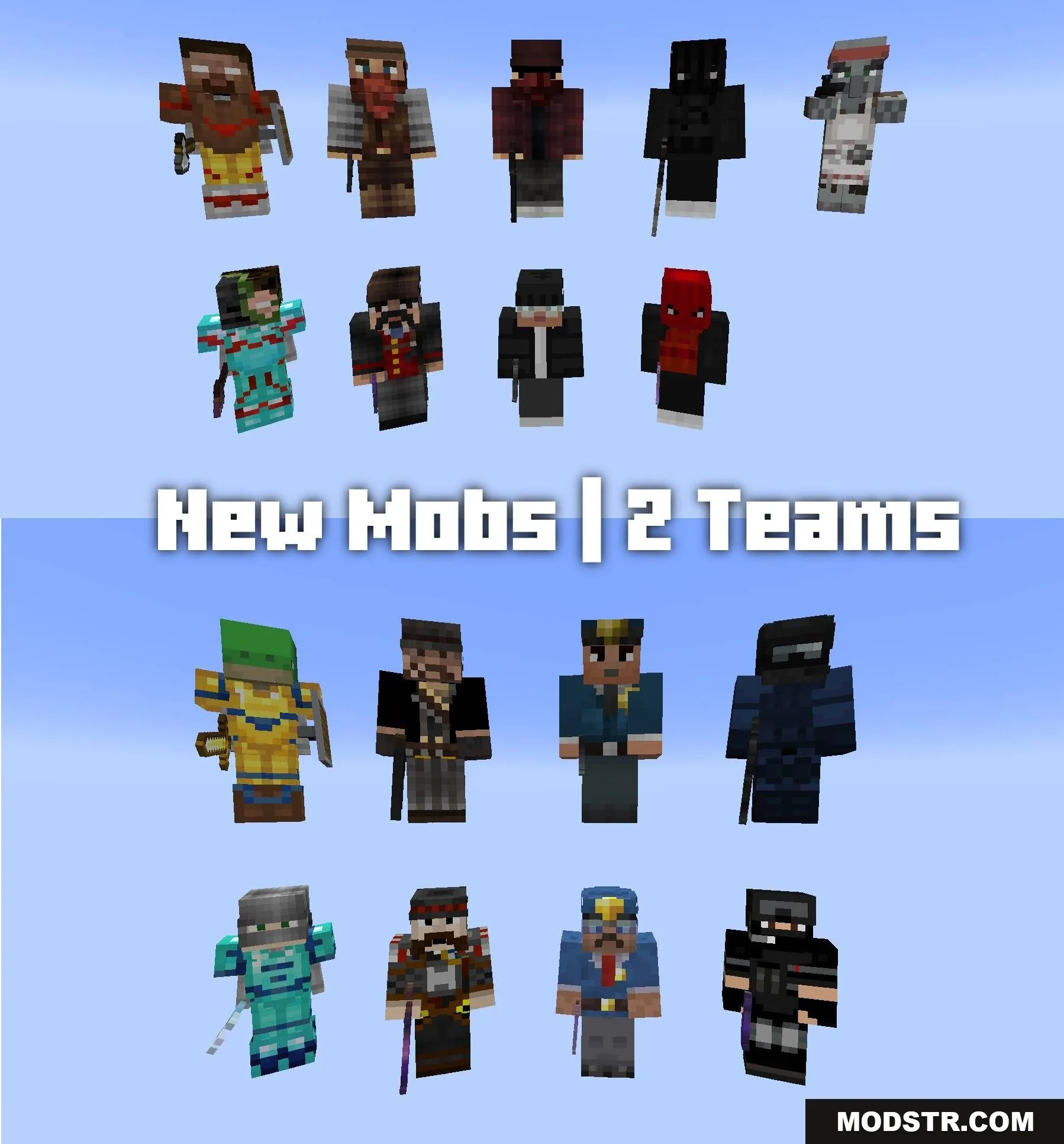 Guns Gadgetery & Mission Editor Data Pack Screenshot 4 A collection of custom mob skins organized into two separate teams