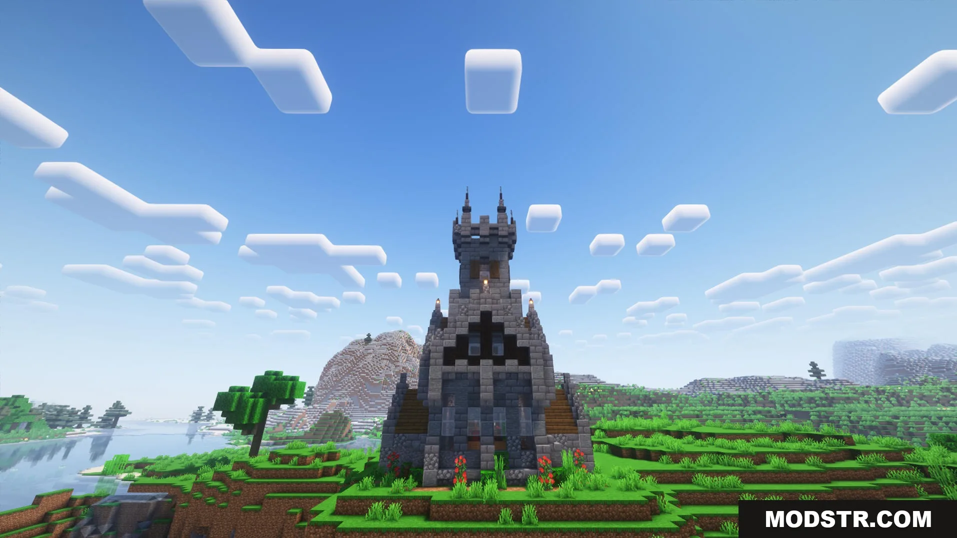 Hallowed Spires Crypt Mod Screenshot 6 A Hallowed Spires Crypt church structure standing in a grassy plains biome