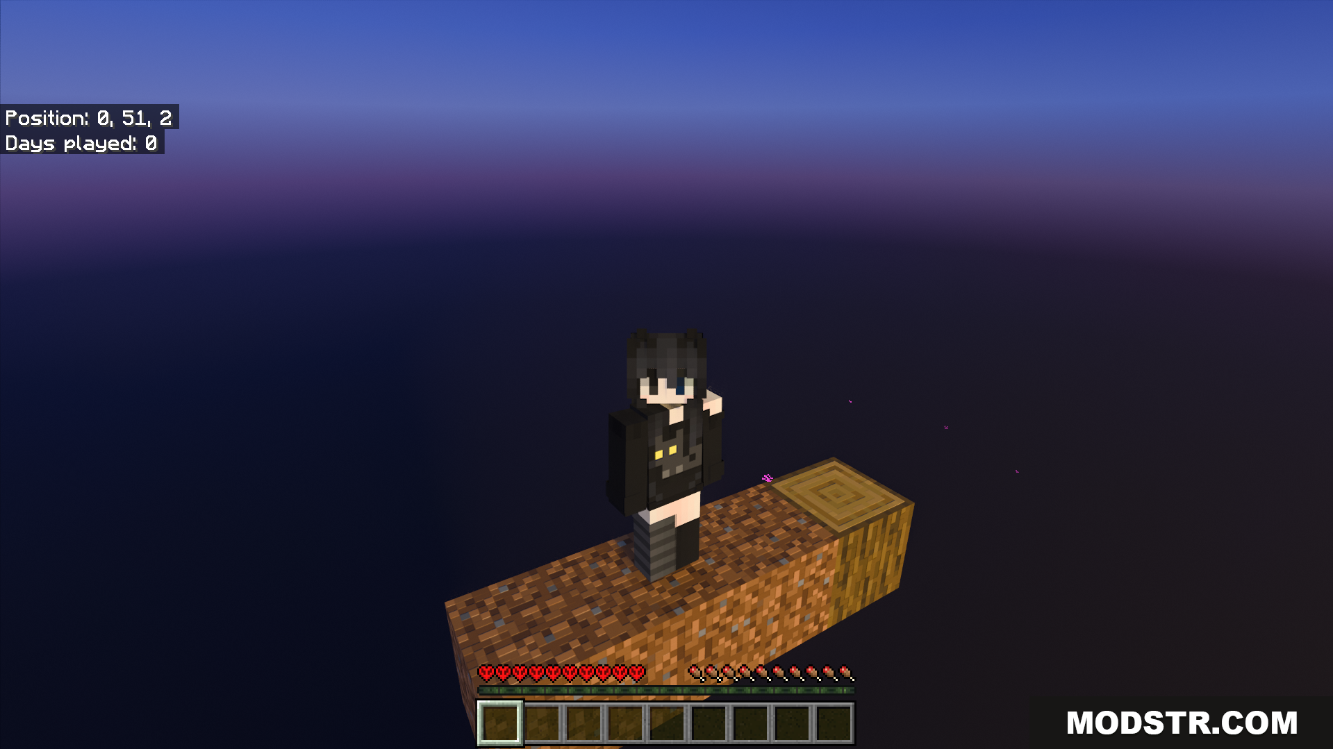 Hardcore One Block Map Screenshot 7 A player starts their survival journey on a single floating block