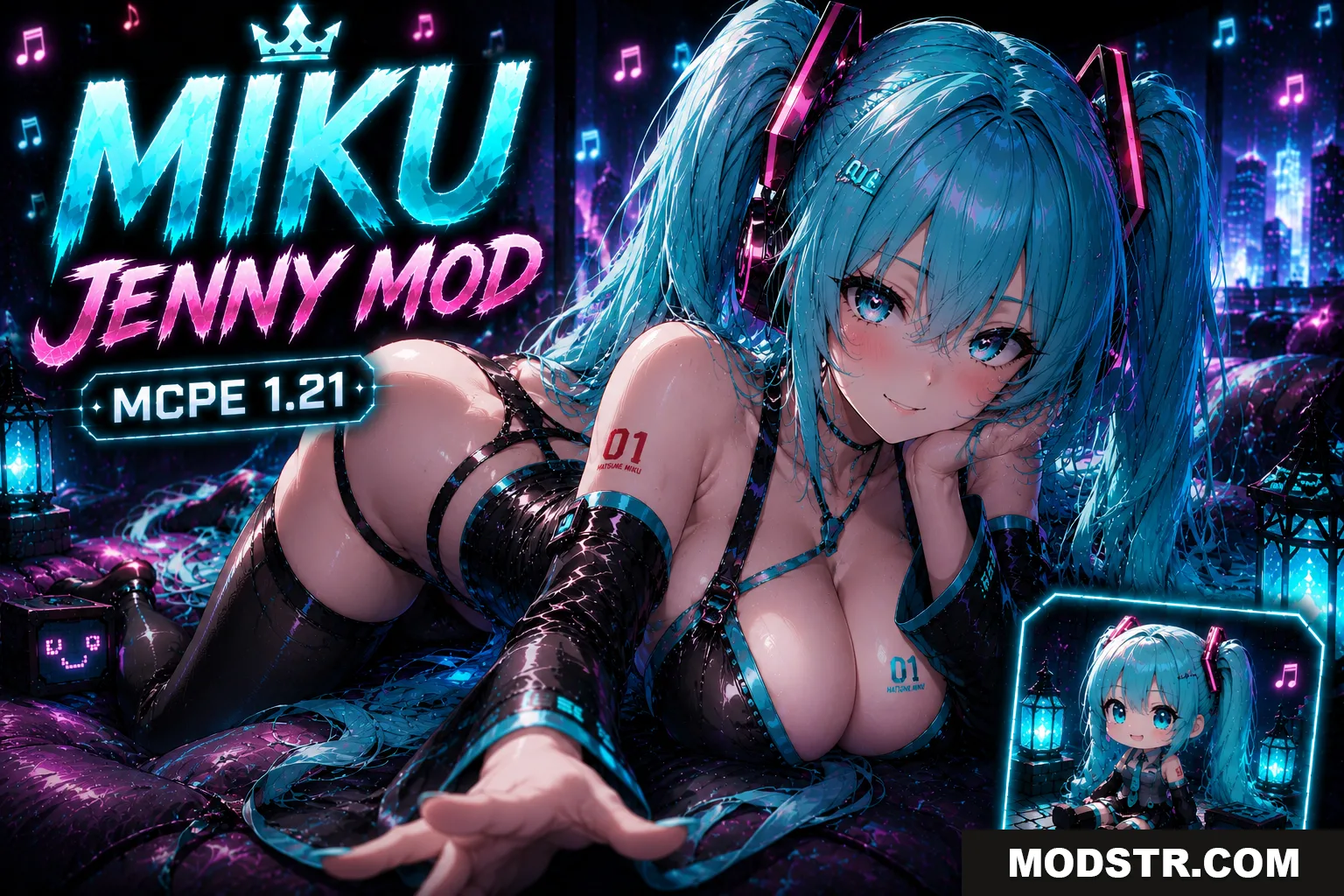 Hatsune Miku Jenny Mod for Minecraft PE 1.21 – Miku Anime Addon
