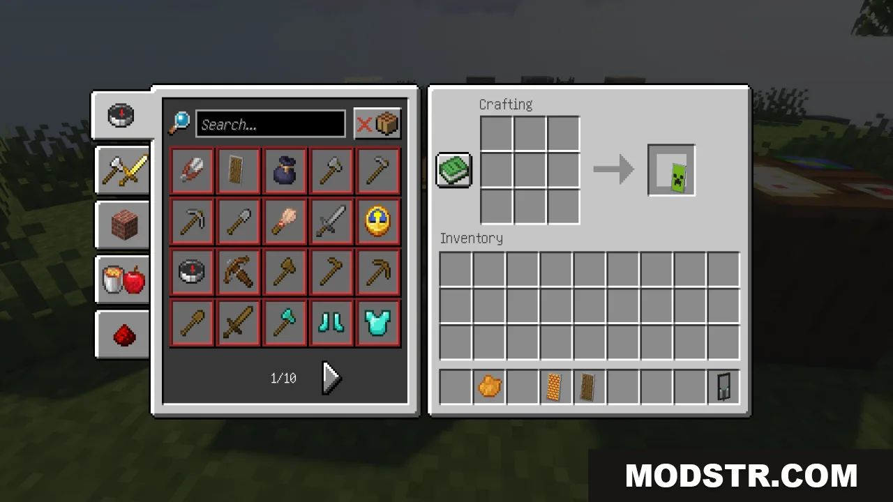 HD Shield Resource Pack Screenshot 8 A shield with a sharp creeper face pattern in the crafting output