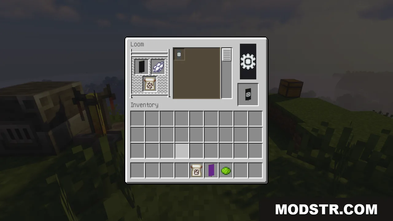 HD Shield Resource Pack Screenshot 14 The loom interface showing a black banner with a white flower pattern