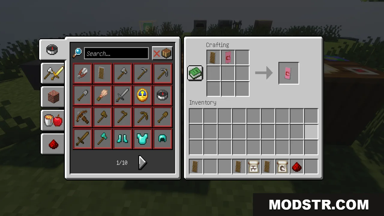 HD Shield Resource Pack Screenshot 5 Combining a shield and a pink banner in the Minecraft crafting interface