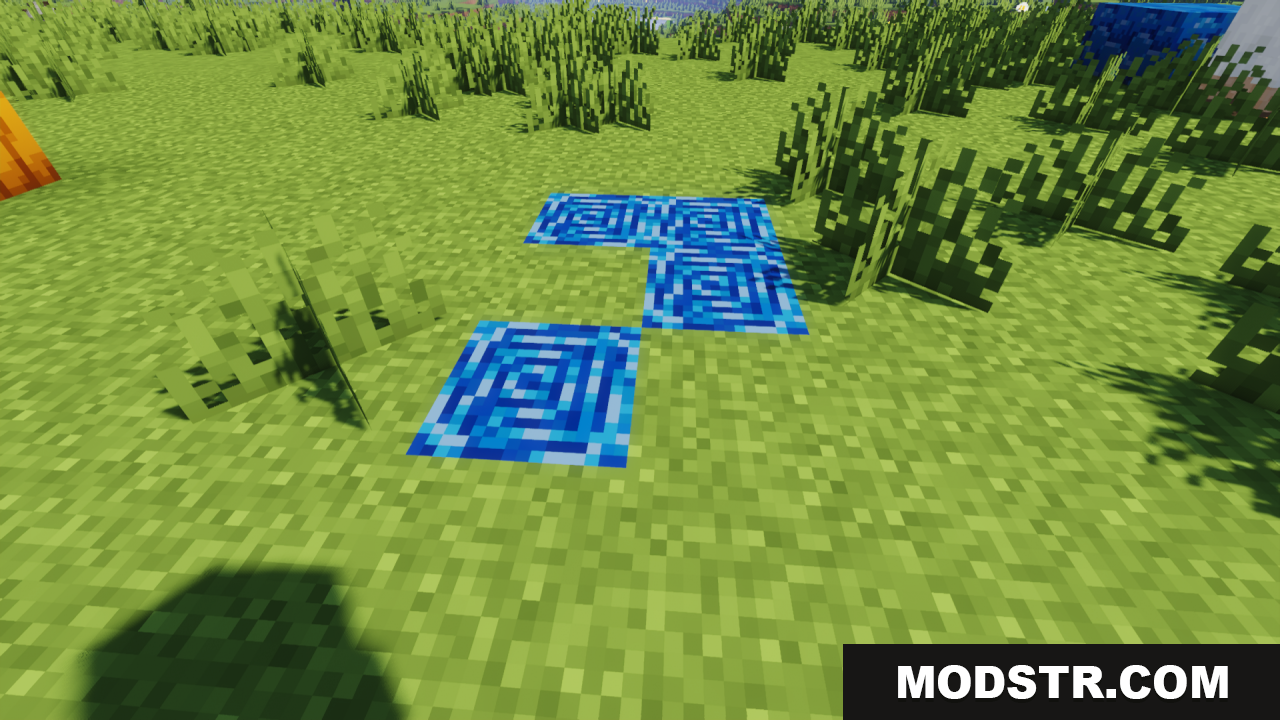 Highlighted Netherite Ancient Debris Jannik6879 Texture Pack Screenshot 8 Blue Ancient Debris blocks scattered across a grassy field