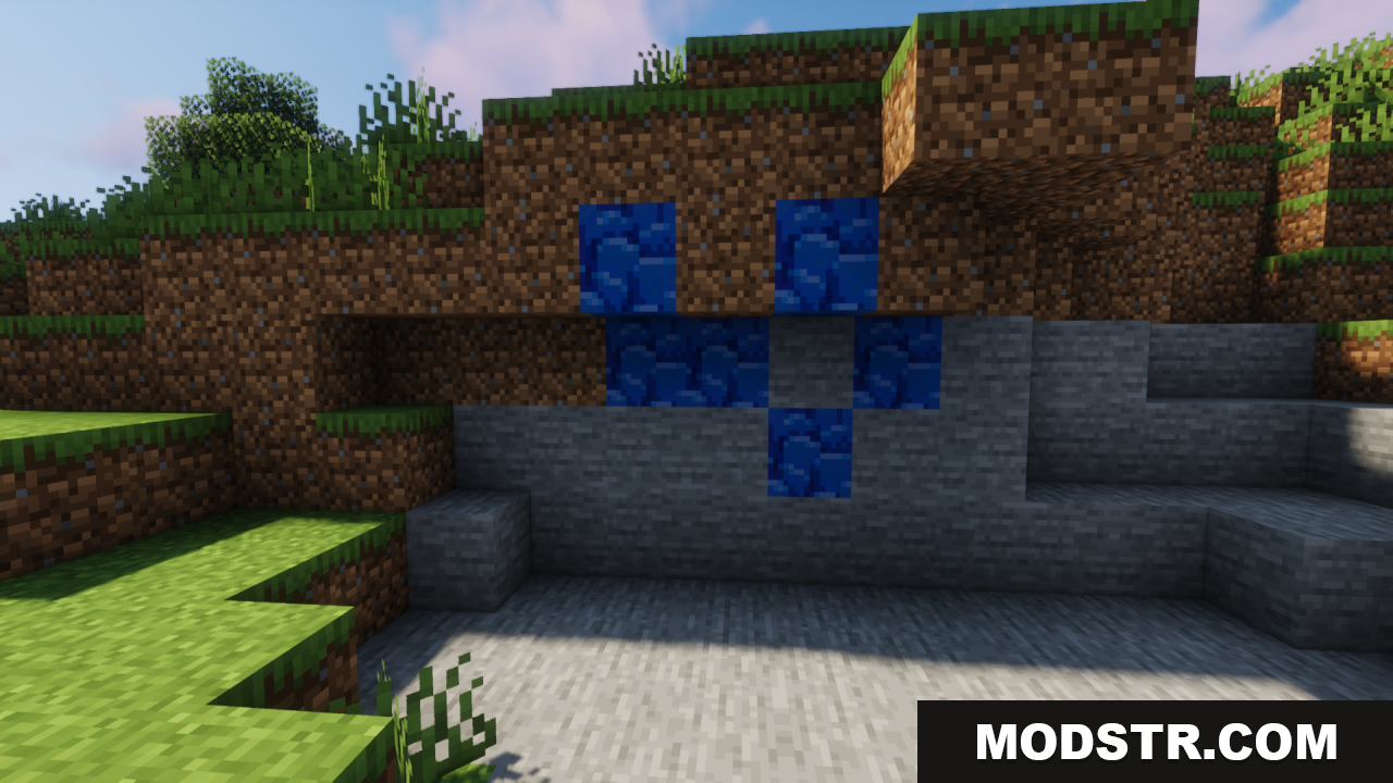 Highlighted Netherite Ancient Debris Jannik6879 Texture Pack Screenshot 6 A vein of blue ancient debris ore in a cliffside