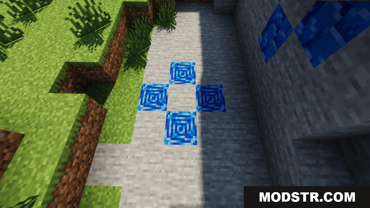 Highlighted Netherite Ancient Debris Jannik6879 Texture Pack Screenshot 7 Blue Ancient Debris blocks arranged on a stone path