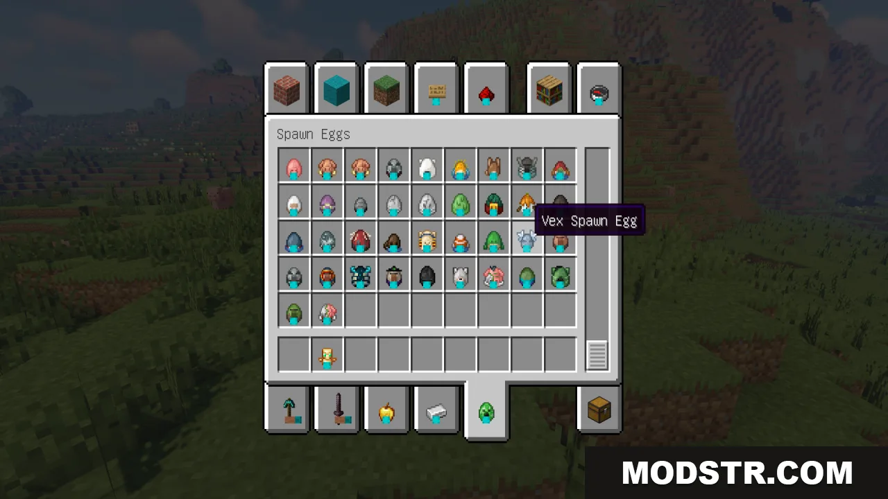 Hold in Hands Resource Pack Screenshot 14 Selecting a custom Vex Spawn Egg model from the creative mode inventory