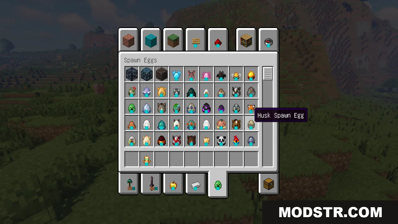 Hold in Hands Resource Pack Screenshot 13 Viewing a custom Husk Spawn Egg model in the creative mode inventory