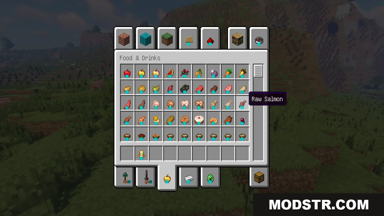 Hold in Hands Resource Pack Screenshot 10 Viewing the food and drinks tab in the creative inventory menu