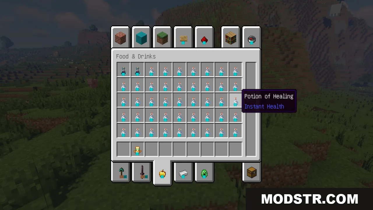 Hold in Hands Resource Pack Screenshot 11 Hovering over a Potion of Healing in the creative inventory